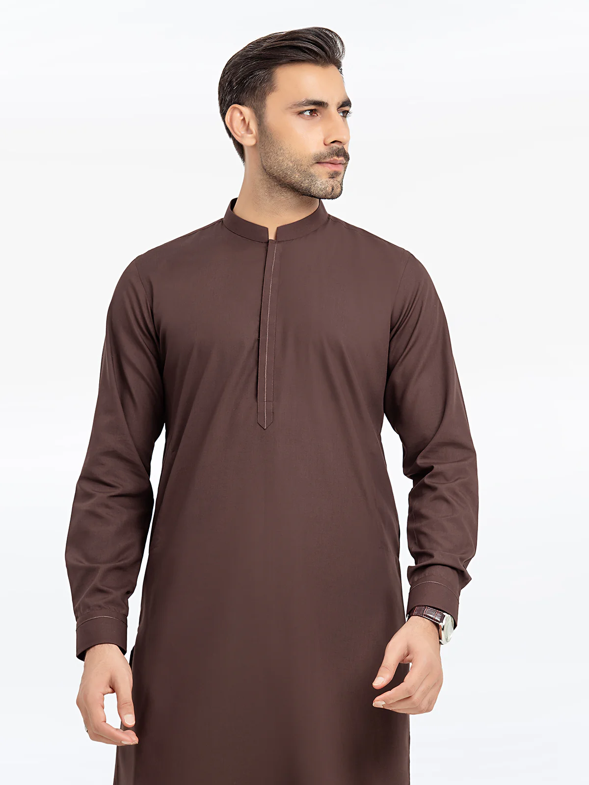Men's Dark Brown Shalwar Kameez - EMTKST24S-99468 - Image 2