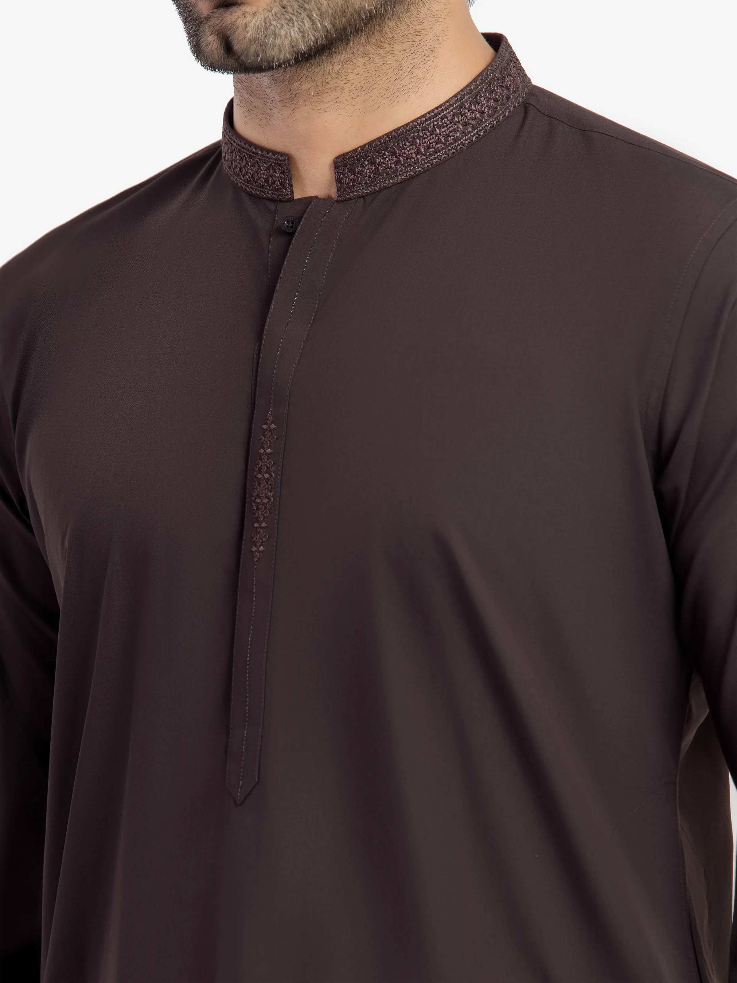 Men's Dark Brown Shalwar Kameez - EMTKST5-99628 - Image 4