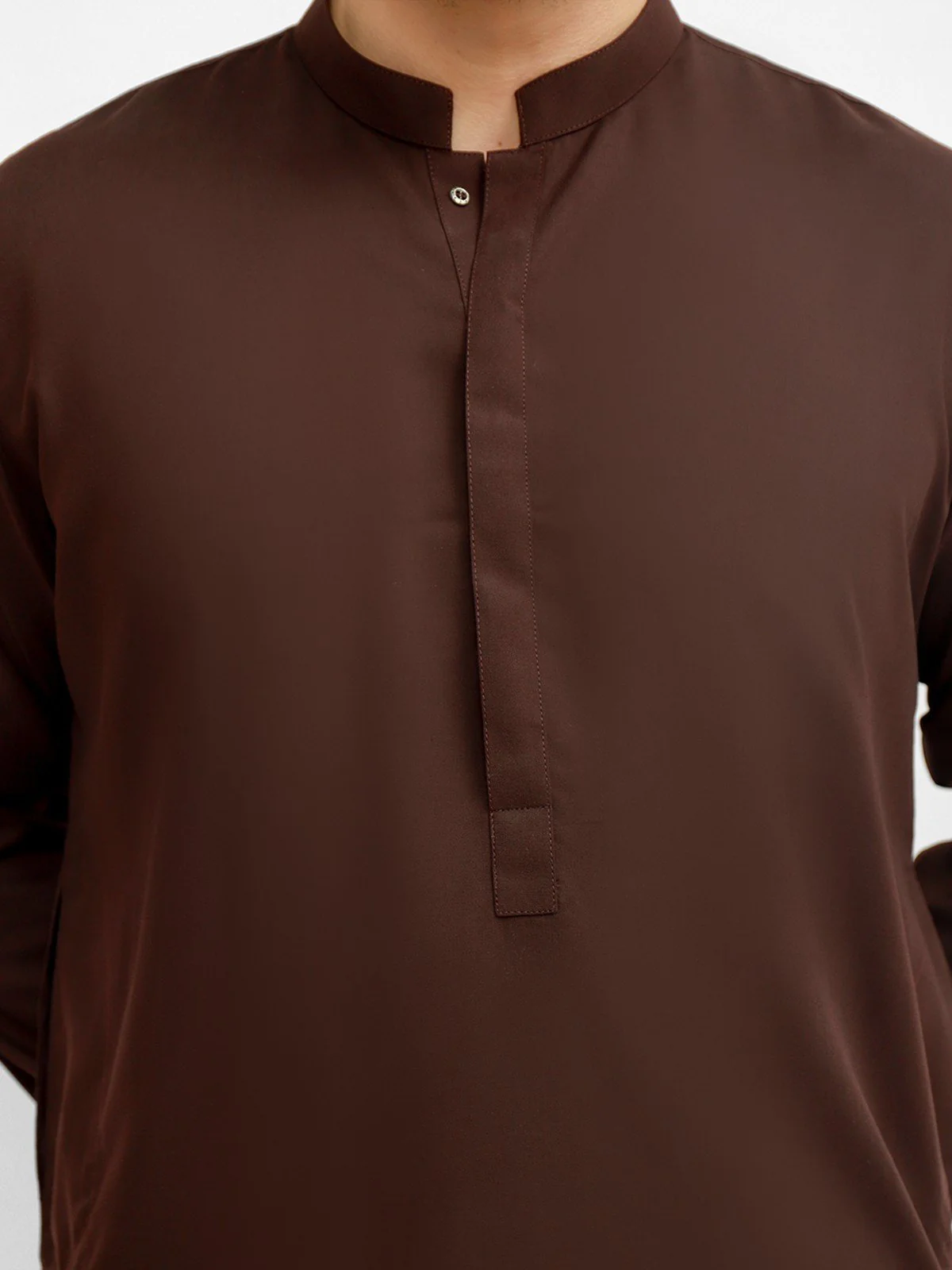 Men's Dark Brown Shalwar Kameez Plain - EMTKSP21S-40893 - Image 2