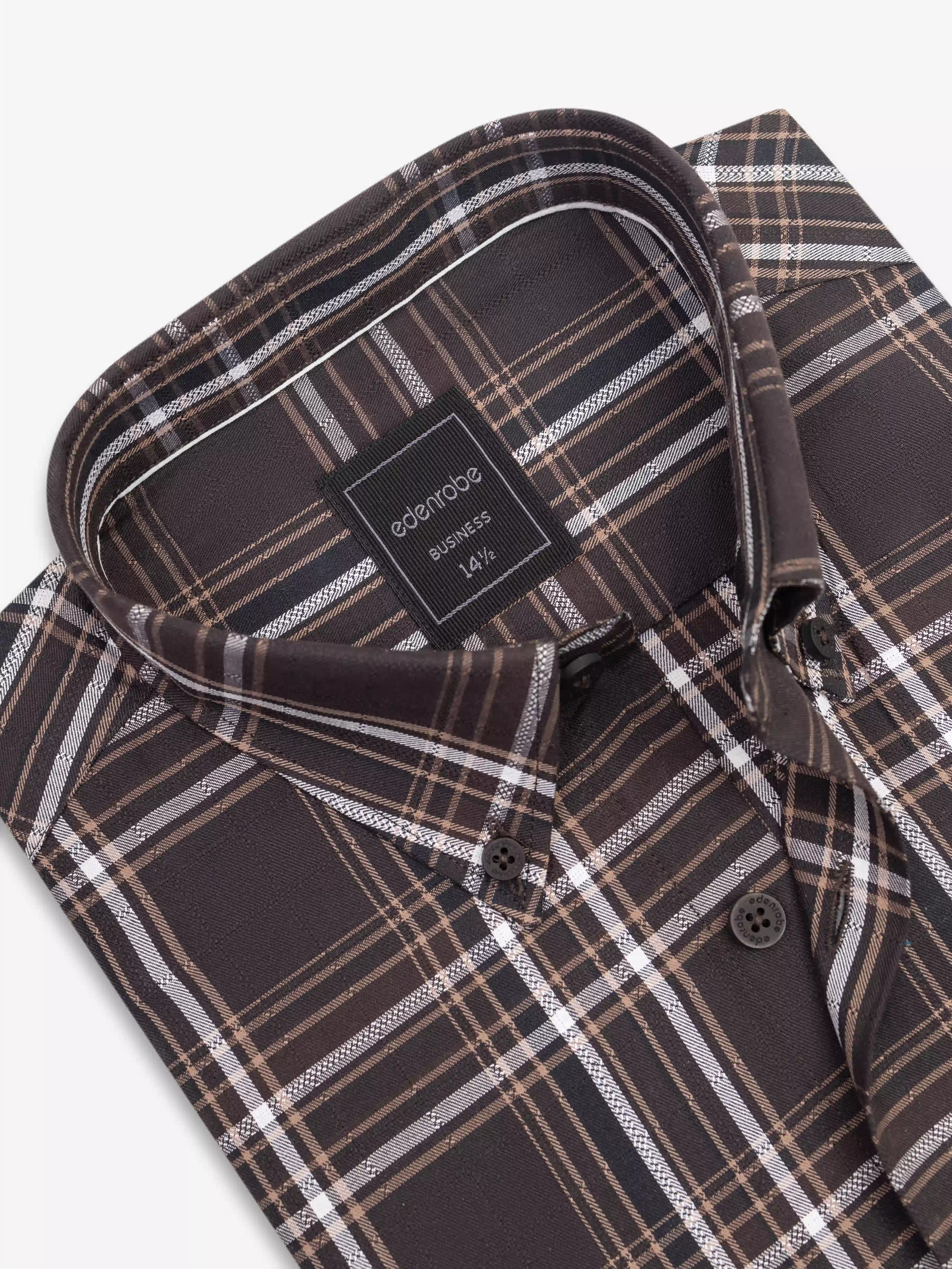Men's Dark Brown Shirt - EMTSB6-194 - Image 2