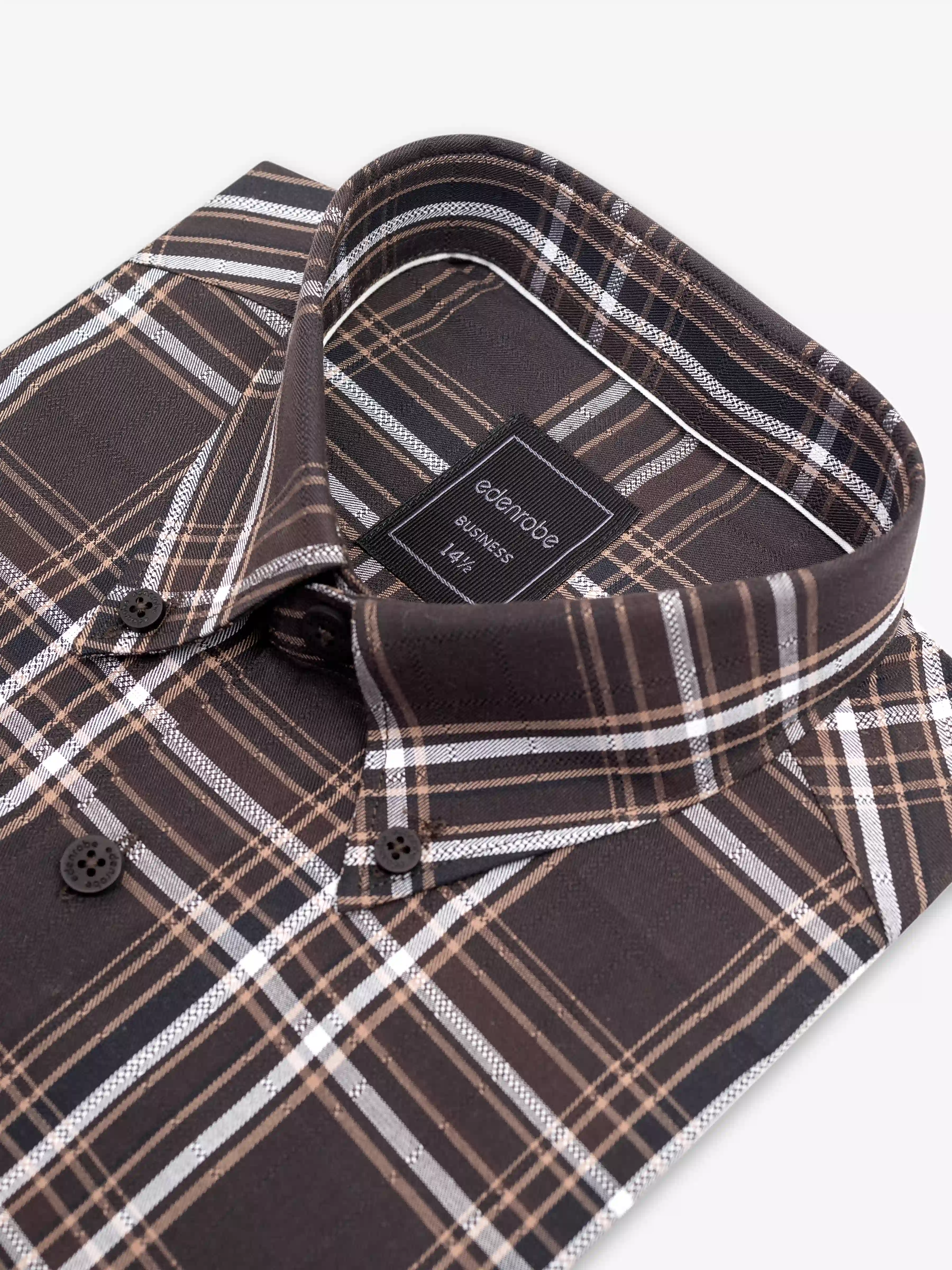 Men's Dark Brown Shirt - EMTSB6-194 - Image 4