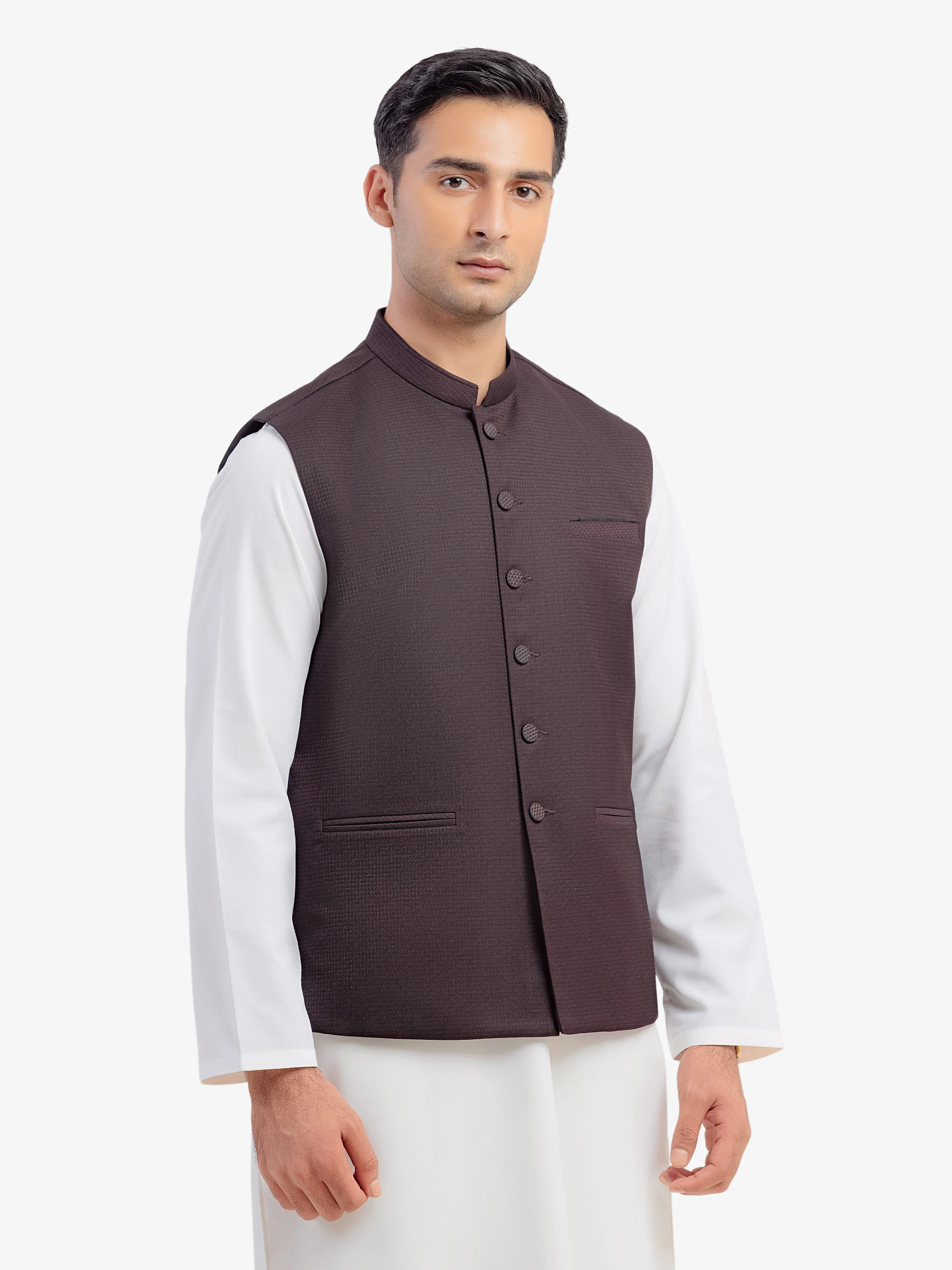 Men's Dark Brown Waist Coat - EMTWCP5-35993 - Image 3