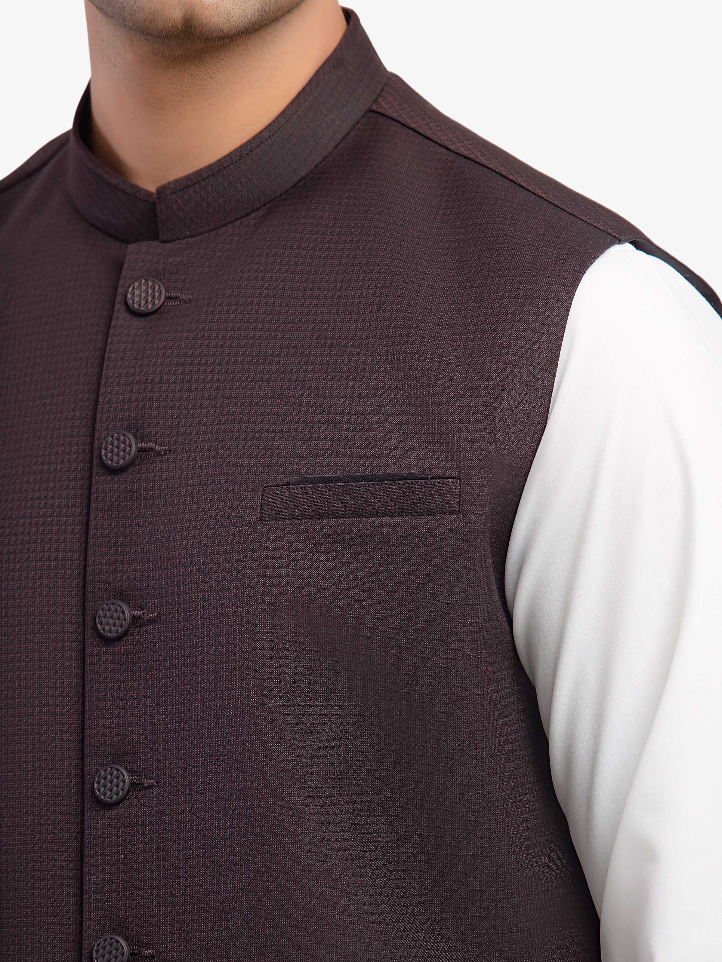 Men's Dark Brown Waist Coat - EMTWCP5-35993 - Image 4