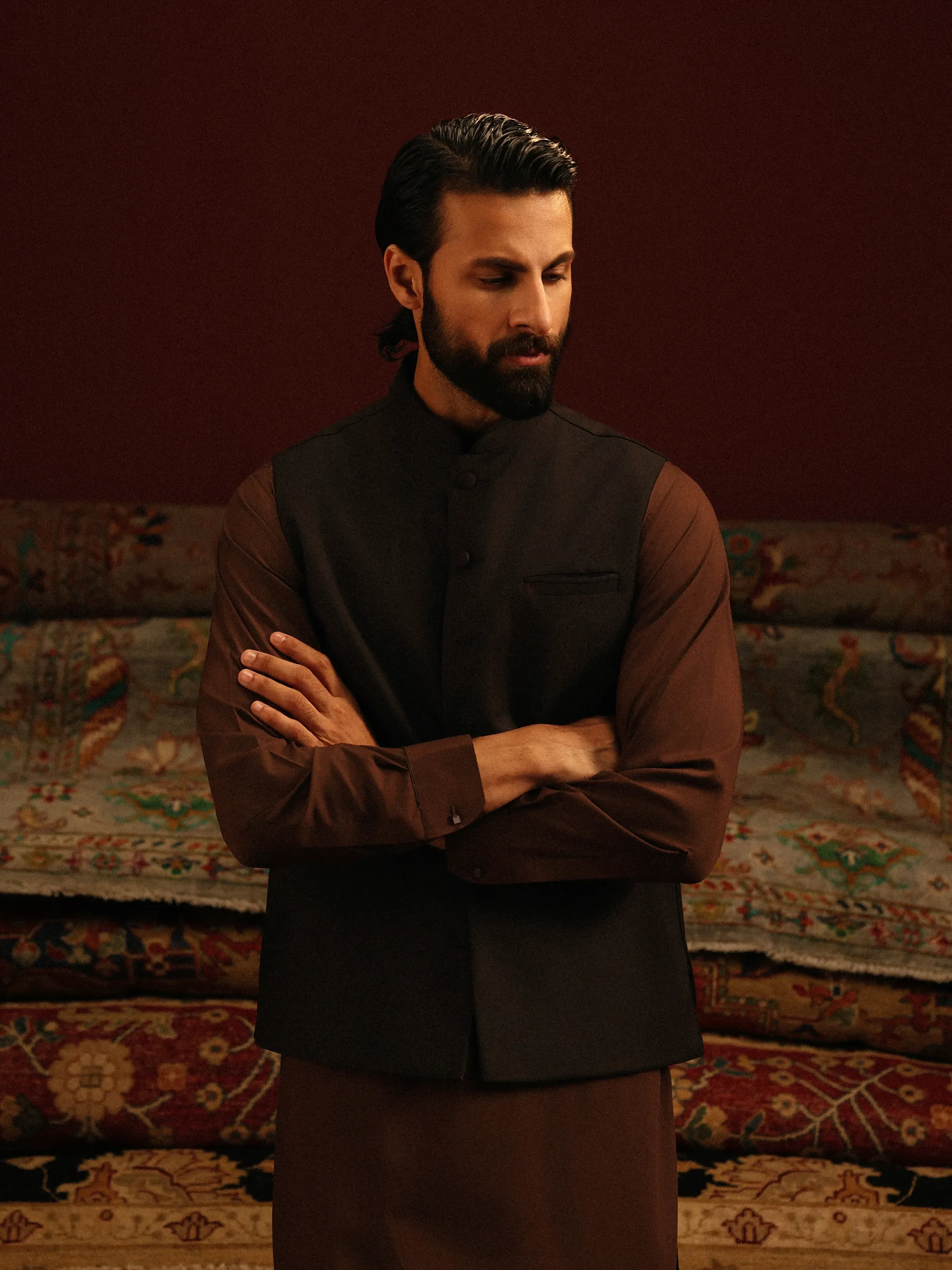Men's Dark Brown Waist Coat - EMTWCP5-35997 - Image 3