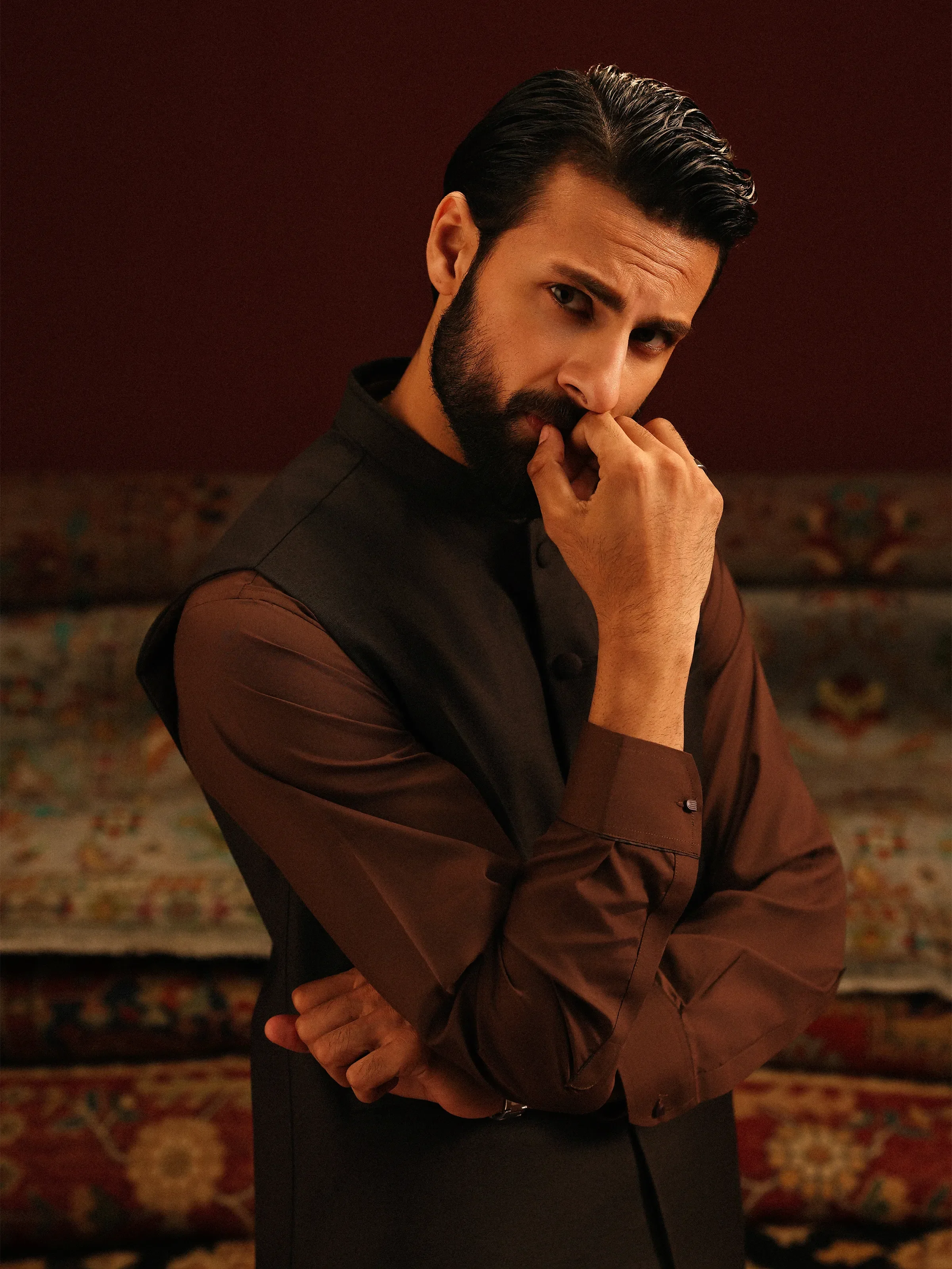 Men's Dark Brown Waist Coat - EMTWCP5-35997 - Image 4