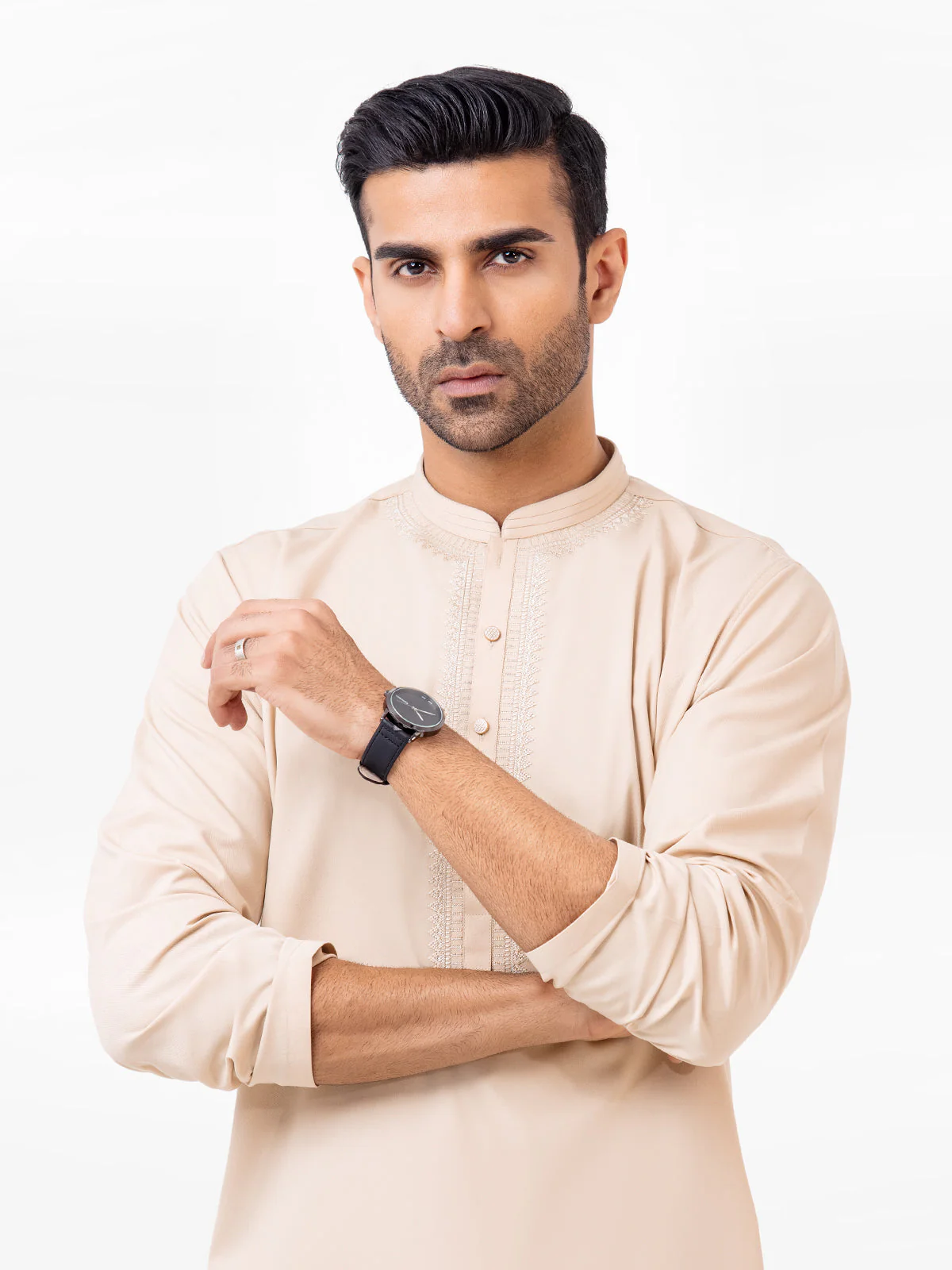 Men's Dark Cream Shalwar Kameez - EMTKS23W-41068 - Image 2