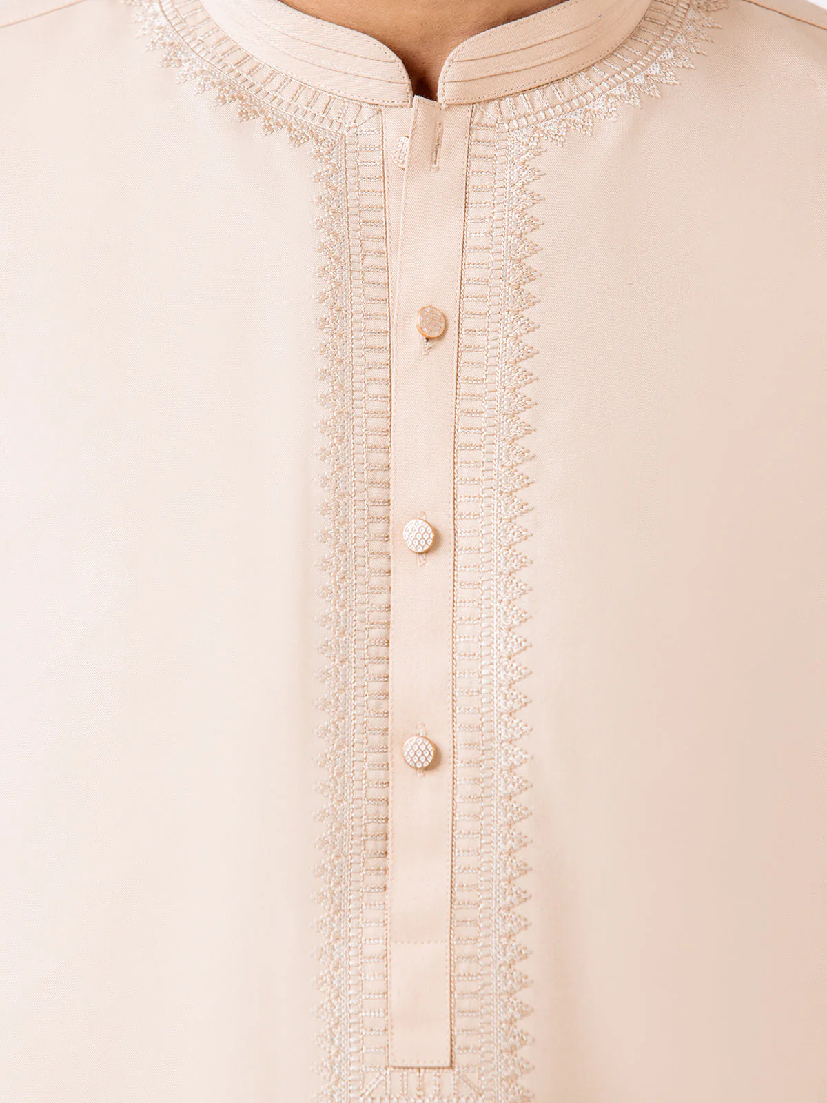 Men's Dark Cream Shalwar Kameez - EMTKS23W-41068 - Image 4