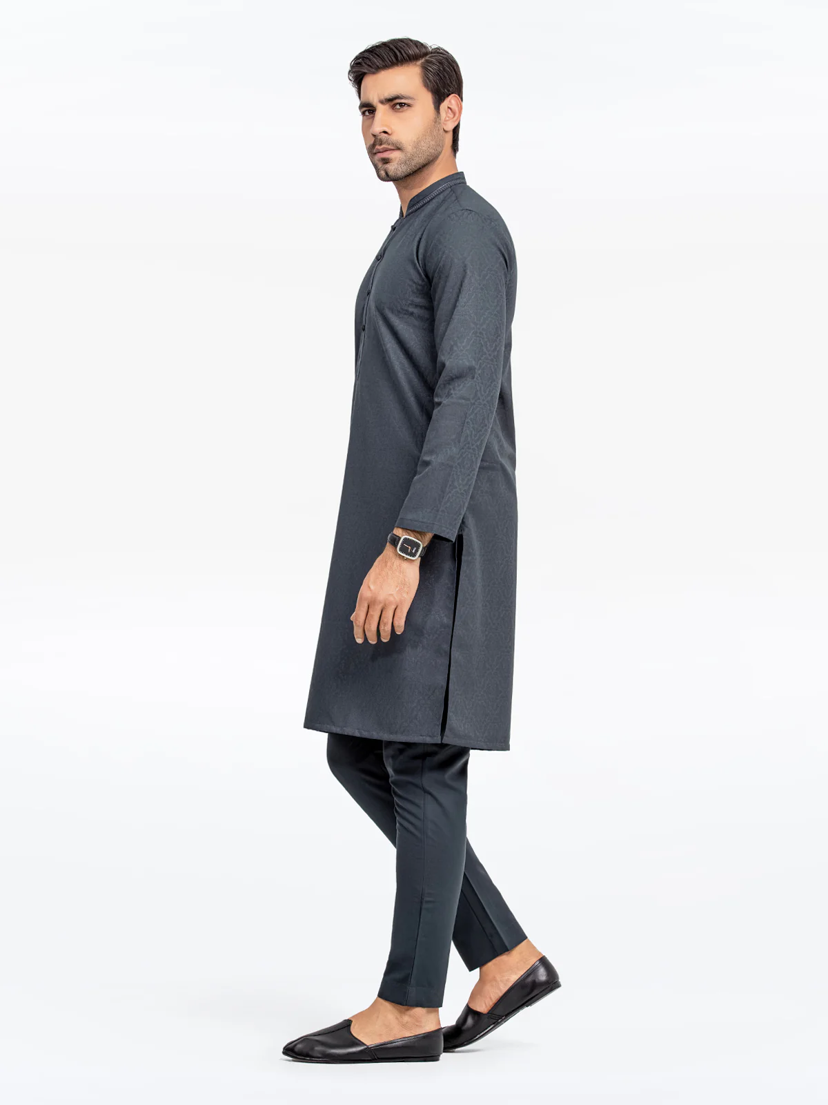 Men's Dark Green Kurta Pajama - EMTKPT24-015 - Image 3