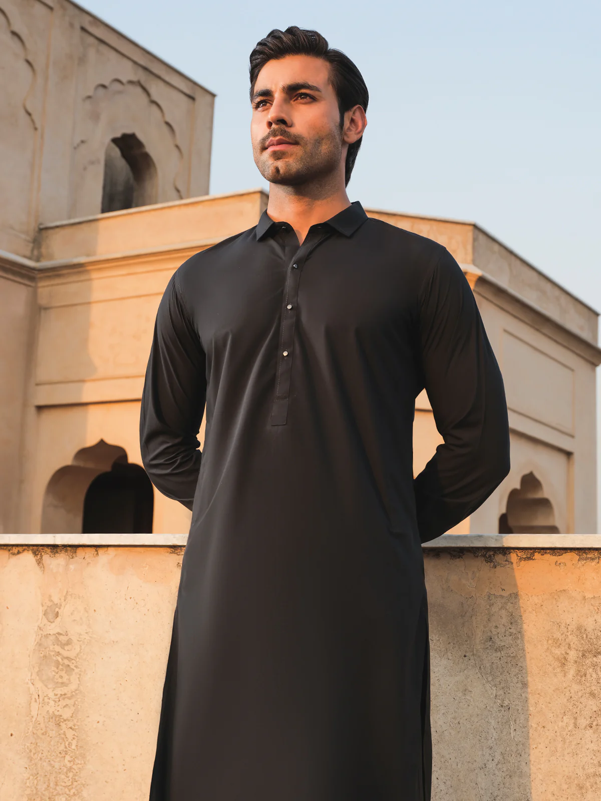 Men's Dark Green Shalwar Kameez - EMTKS24S-41107 - Image 3
