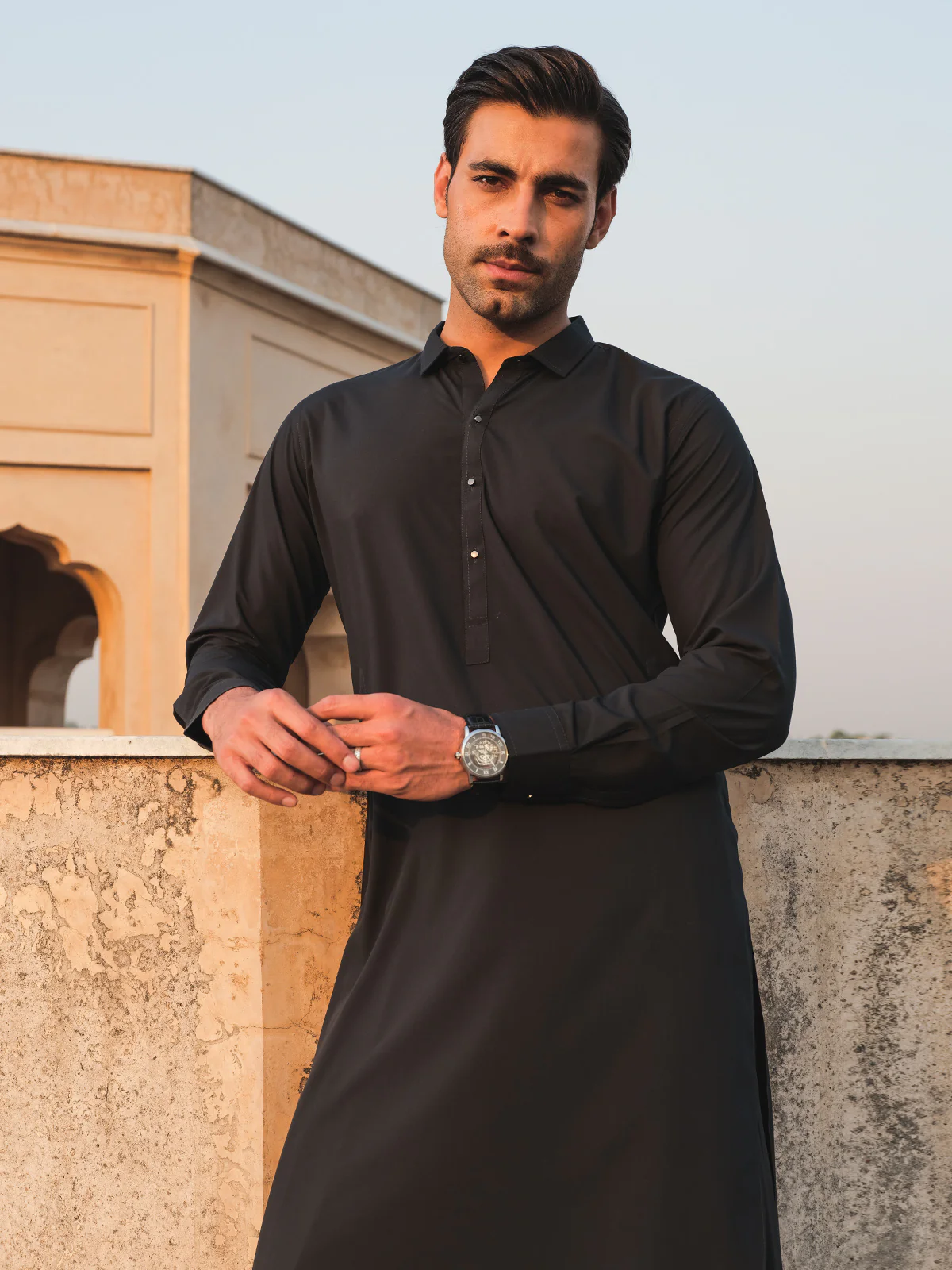 Men's Dark Green Shalwar Kameez - EMTKS24S-41107 - Image 4