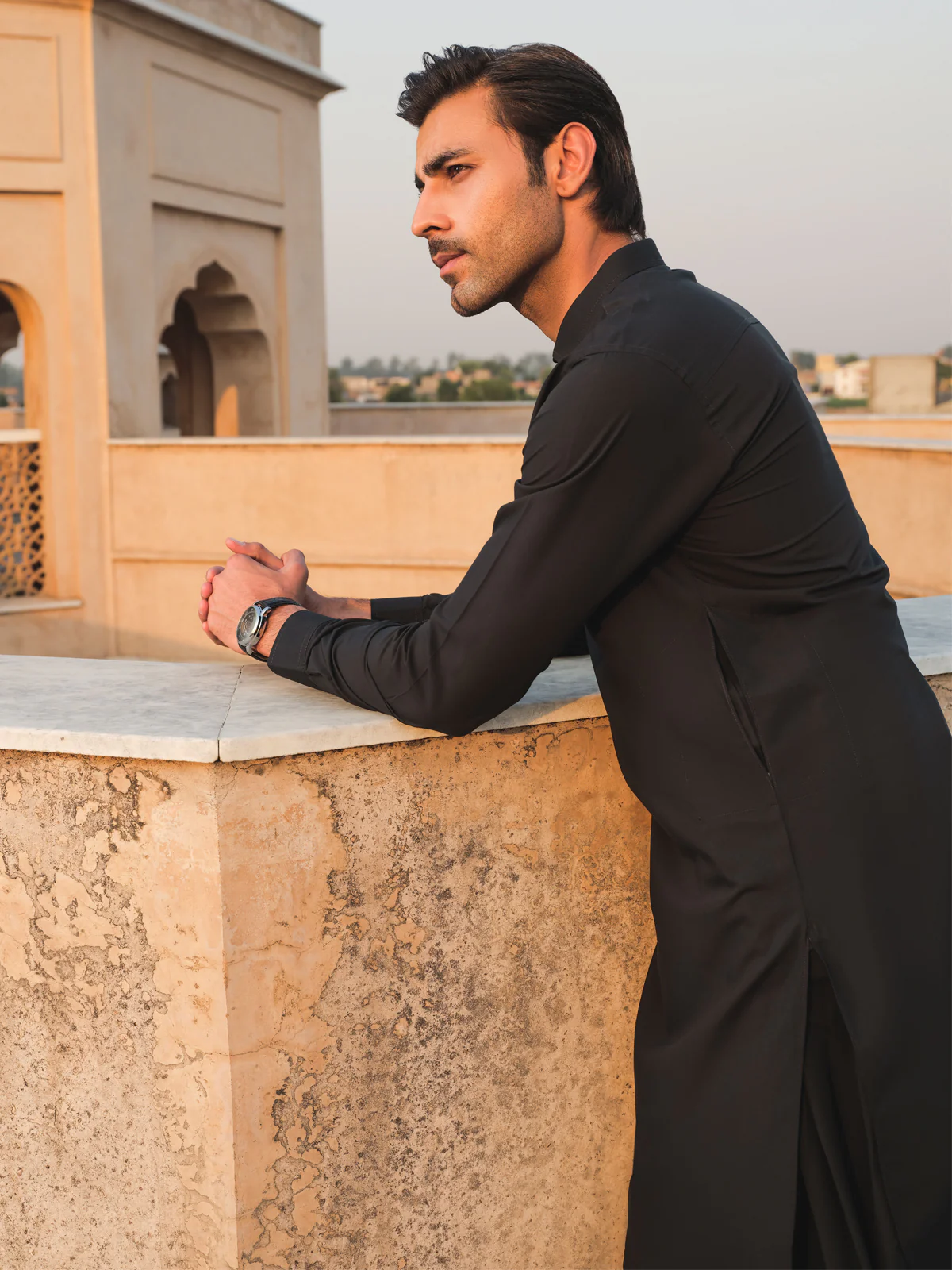 Men's Dark Green Shalwar Kameez - EMTKS24S-41107 - Image 5