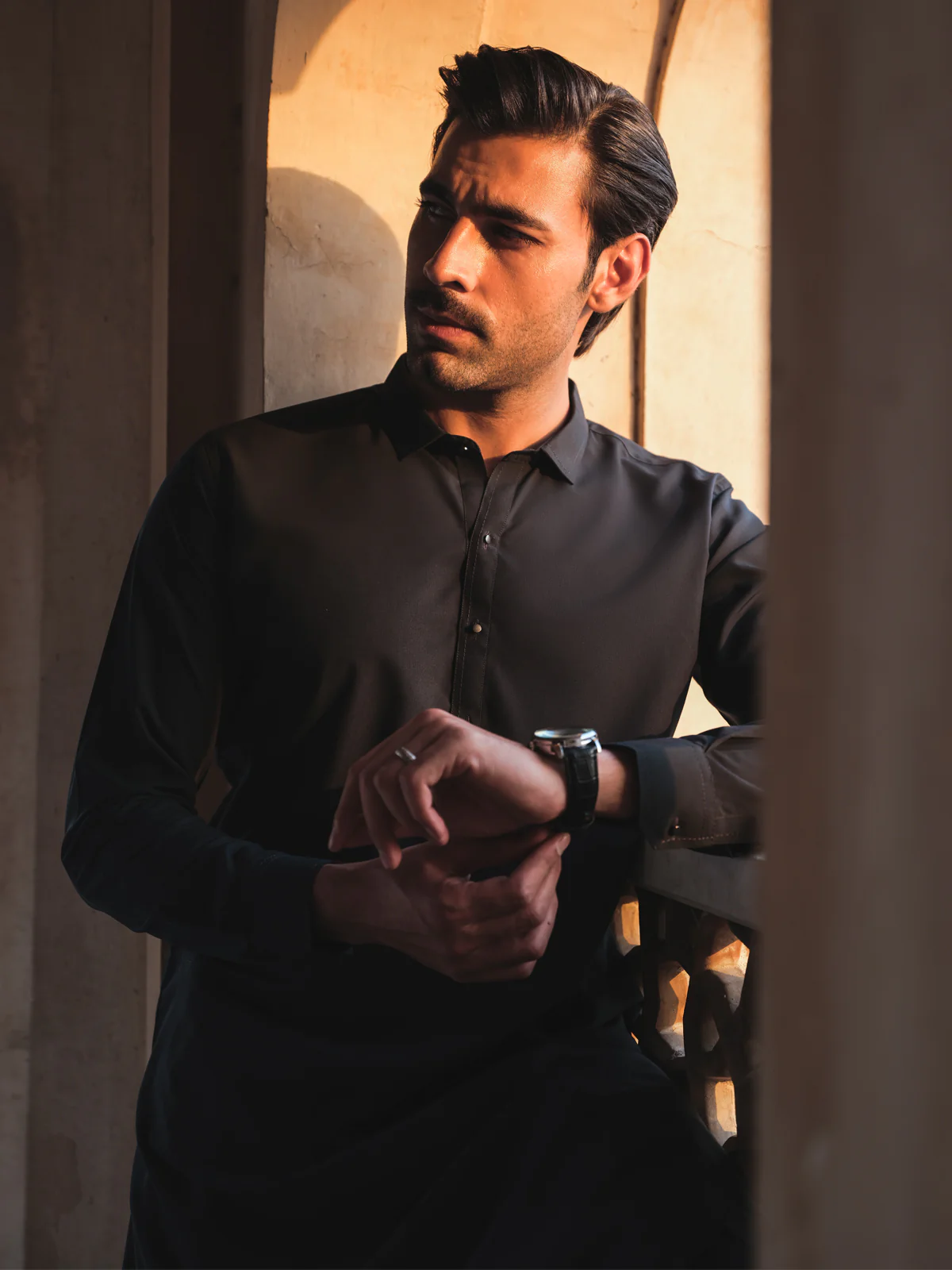 Men's Dark Green Shalwar Kameez - EMTKS24S-41107 - Image 8