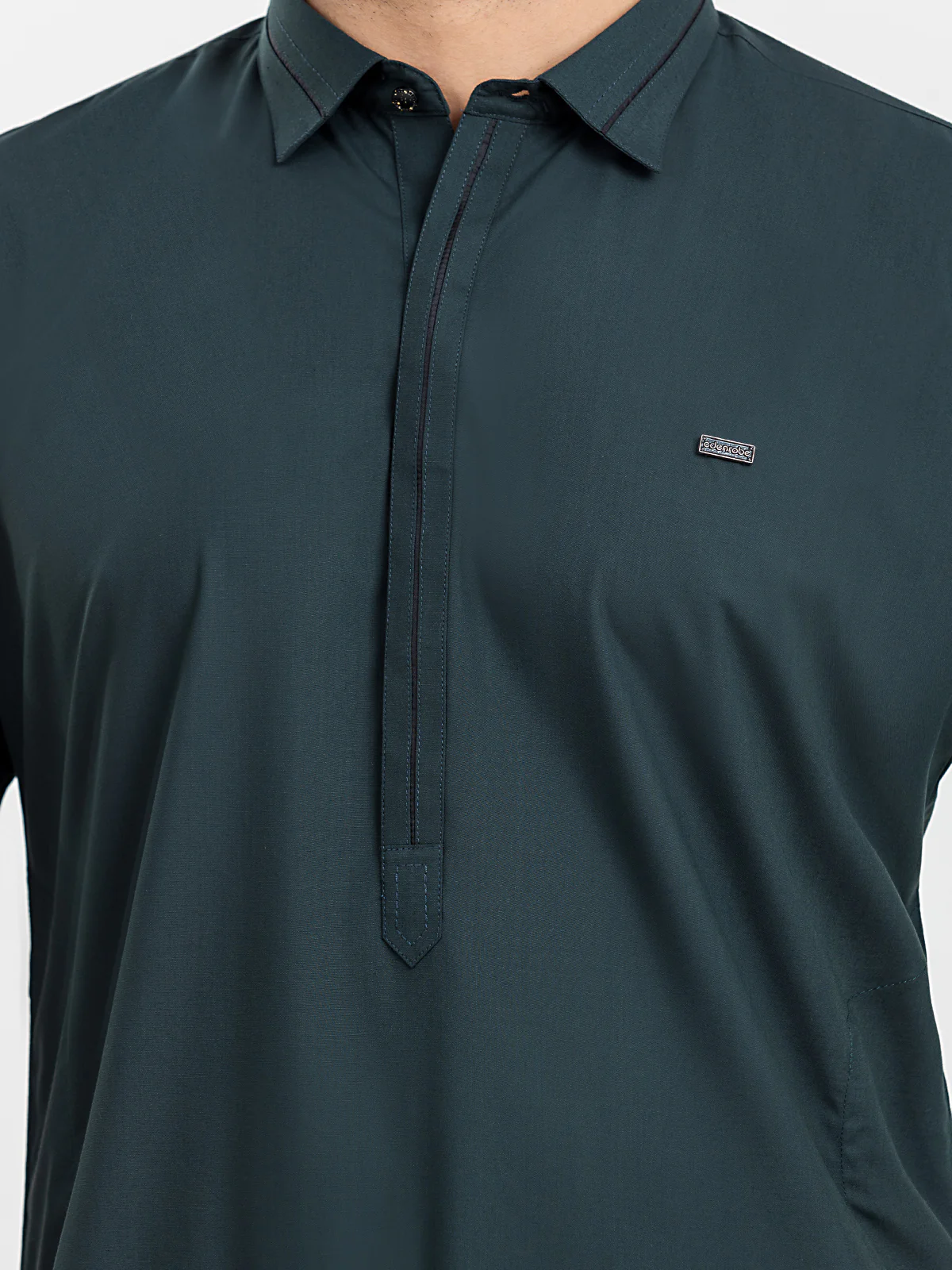 Men's Dark Green Shalwar Kameez - EMTKS24S-41116 - Image 2