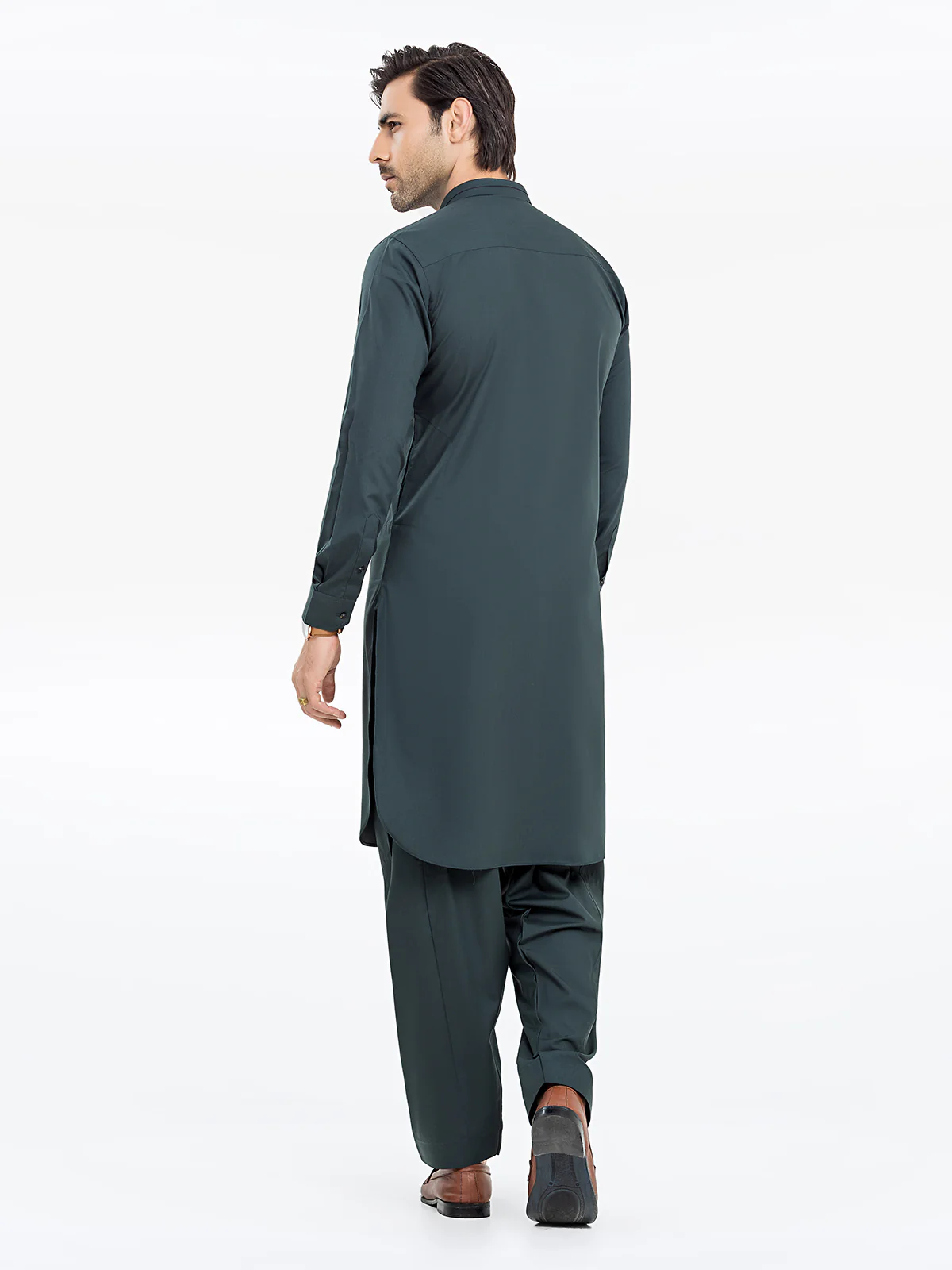 Men's Dark Green Shalwar Kameez - EMTKS24S-41116 - Image 5
