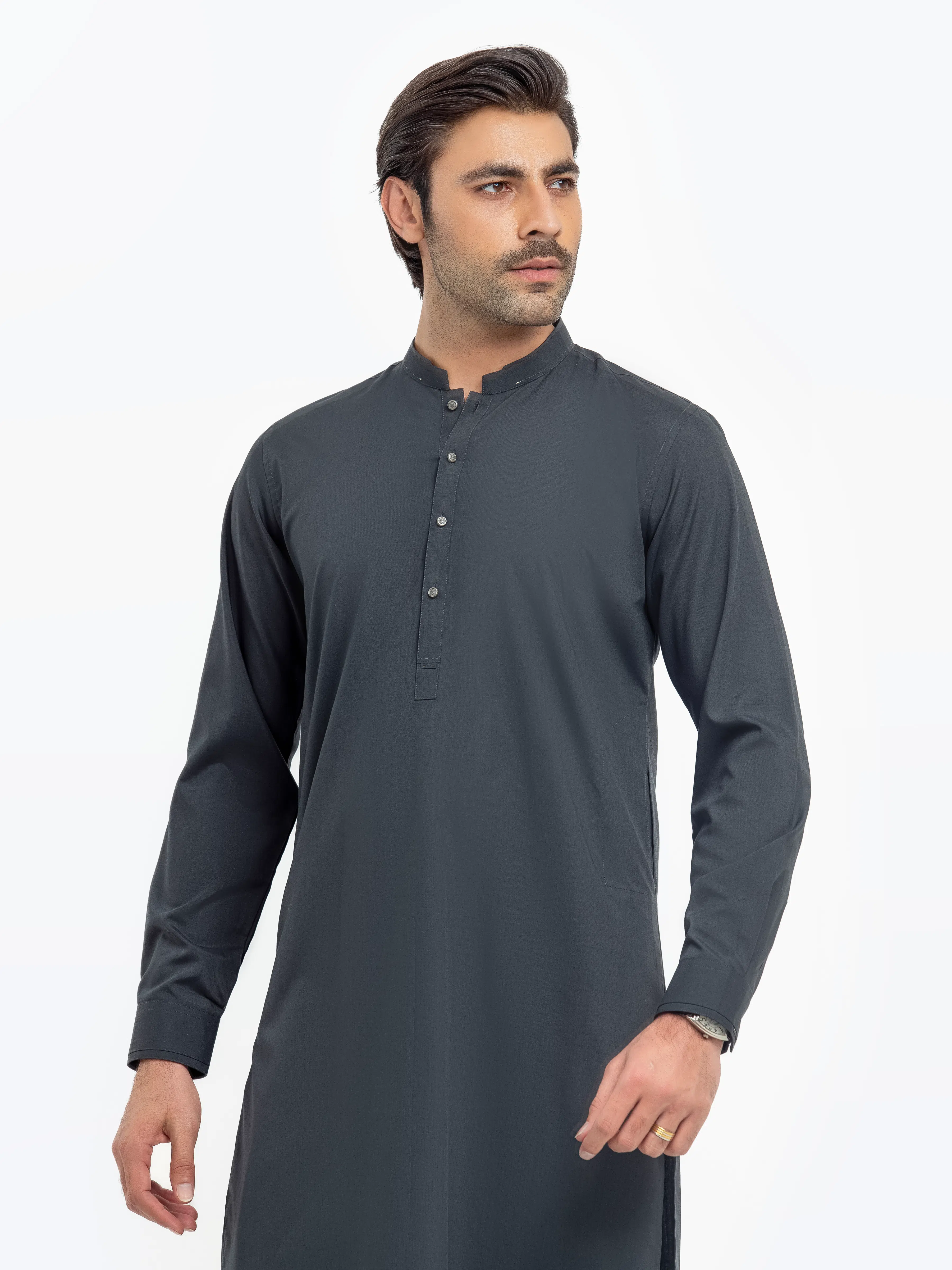 Men's Dark Green Shalwar Kameez - EMTKST5-99510 - Image 3