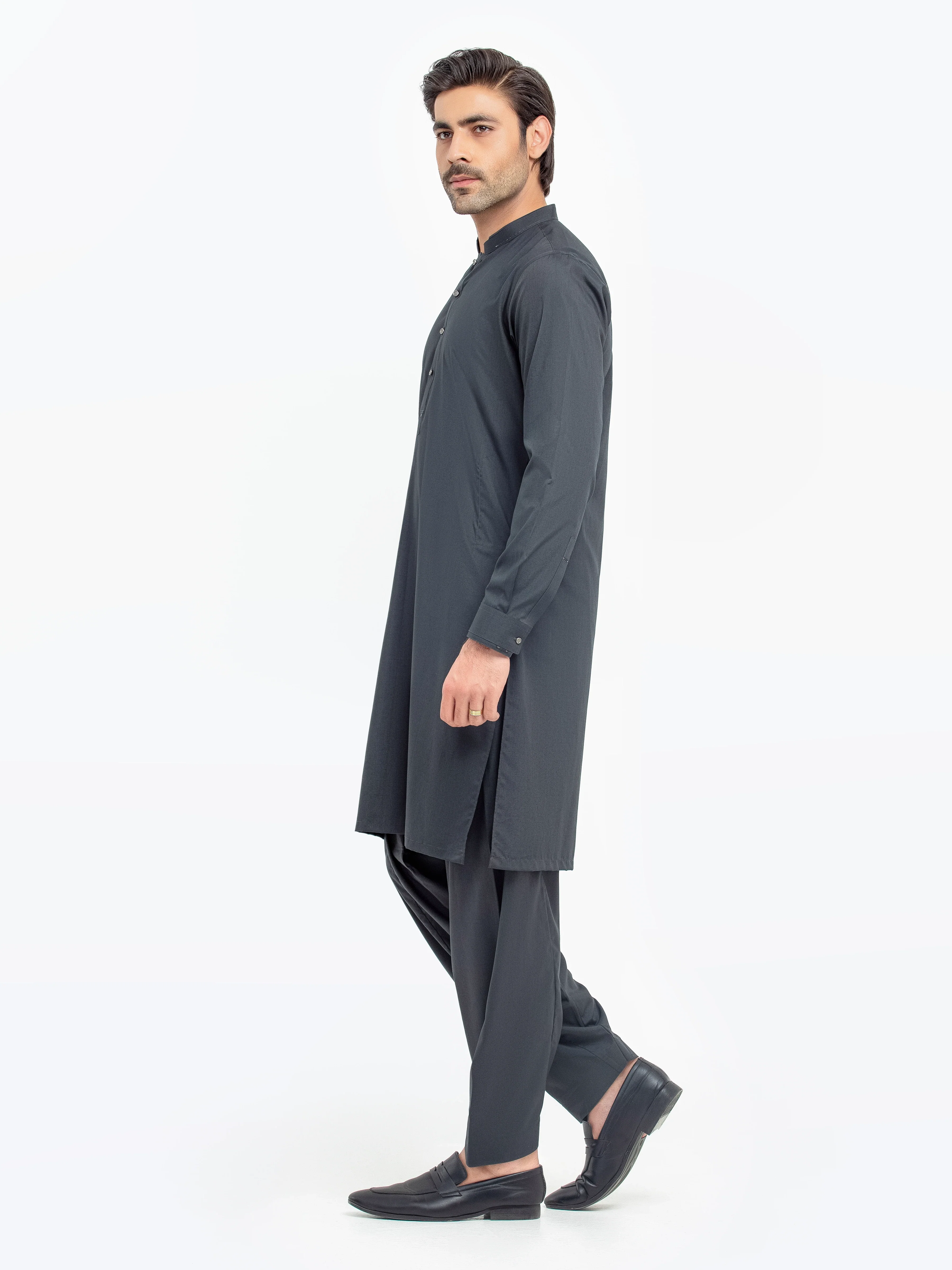 Men's Dark Green Shalwar Kameez - EMTKST5-99510 - Image 4