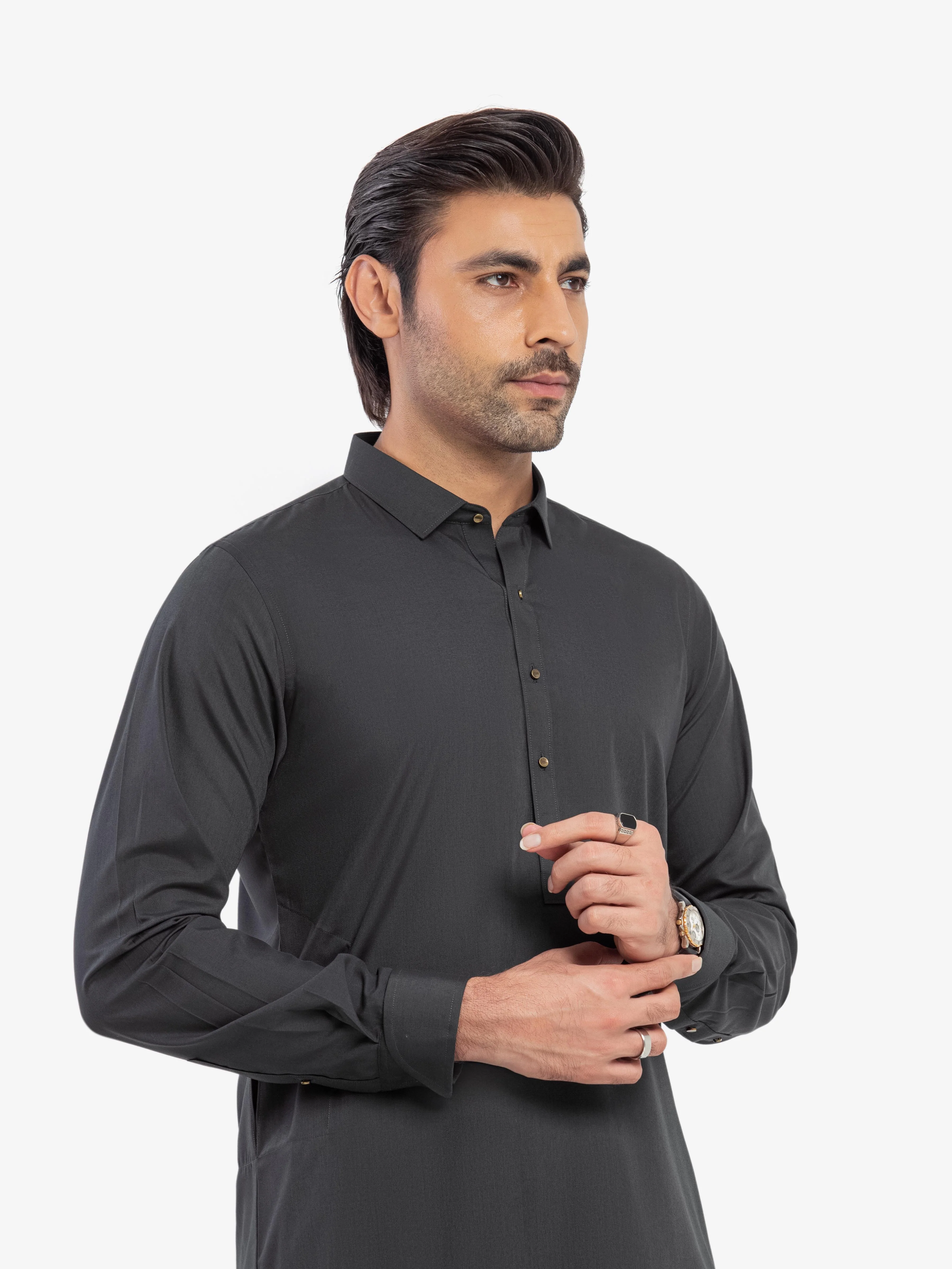 Men's Dark Green Shalwar Kameez - EMTKST5-99610 - Image 4