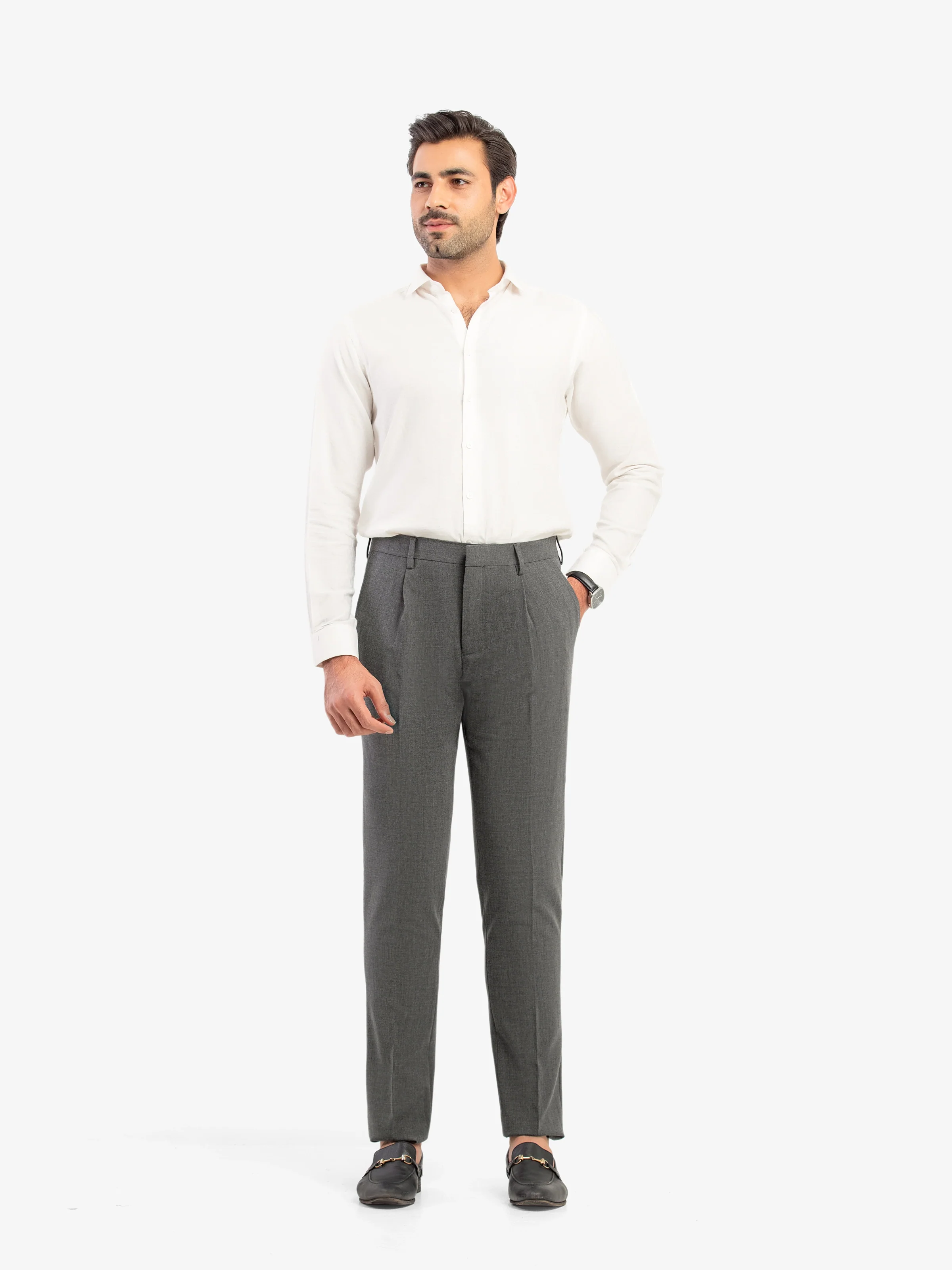 Men's Dark Grey Formal Pant - EMBPF5-15277 - Image 3