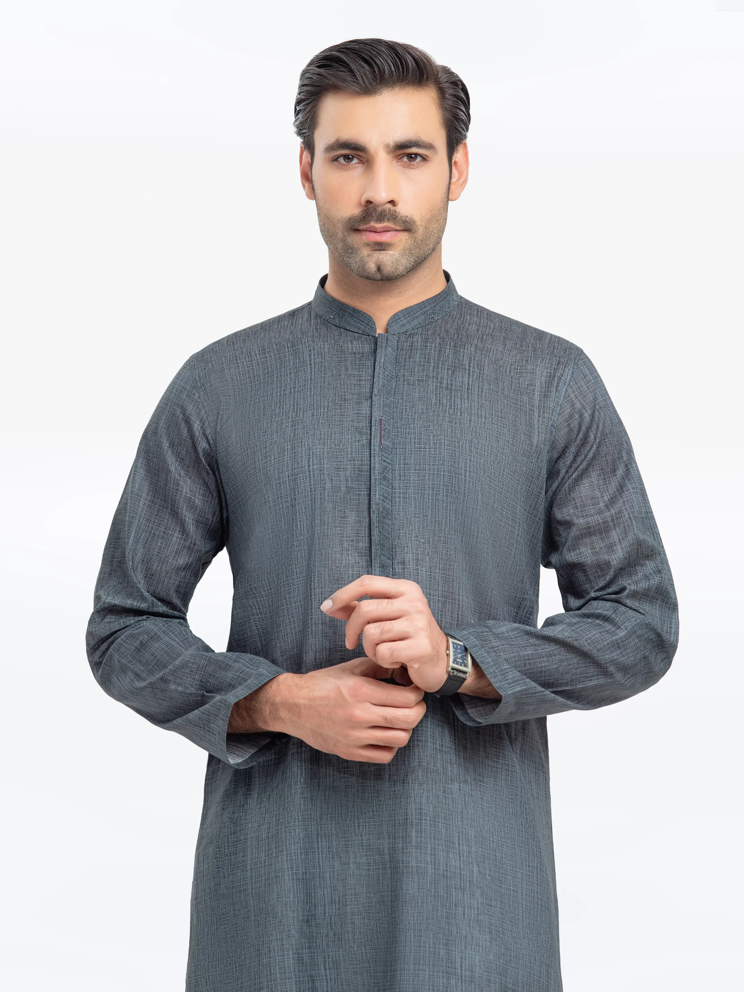 Men's Dark Grey Kurta - EMTK25-99504 - Image 2