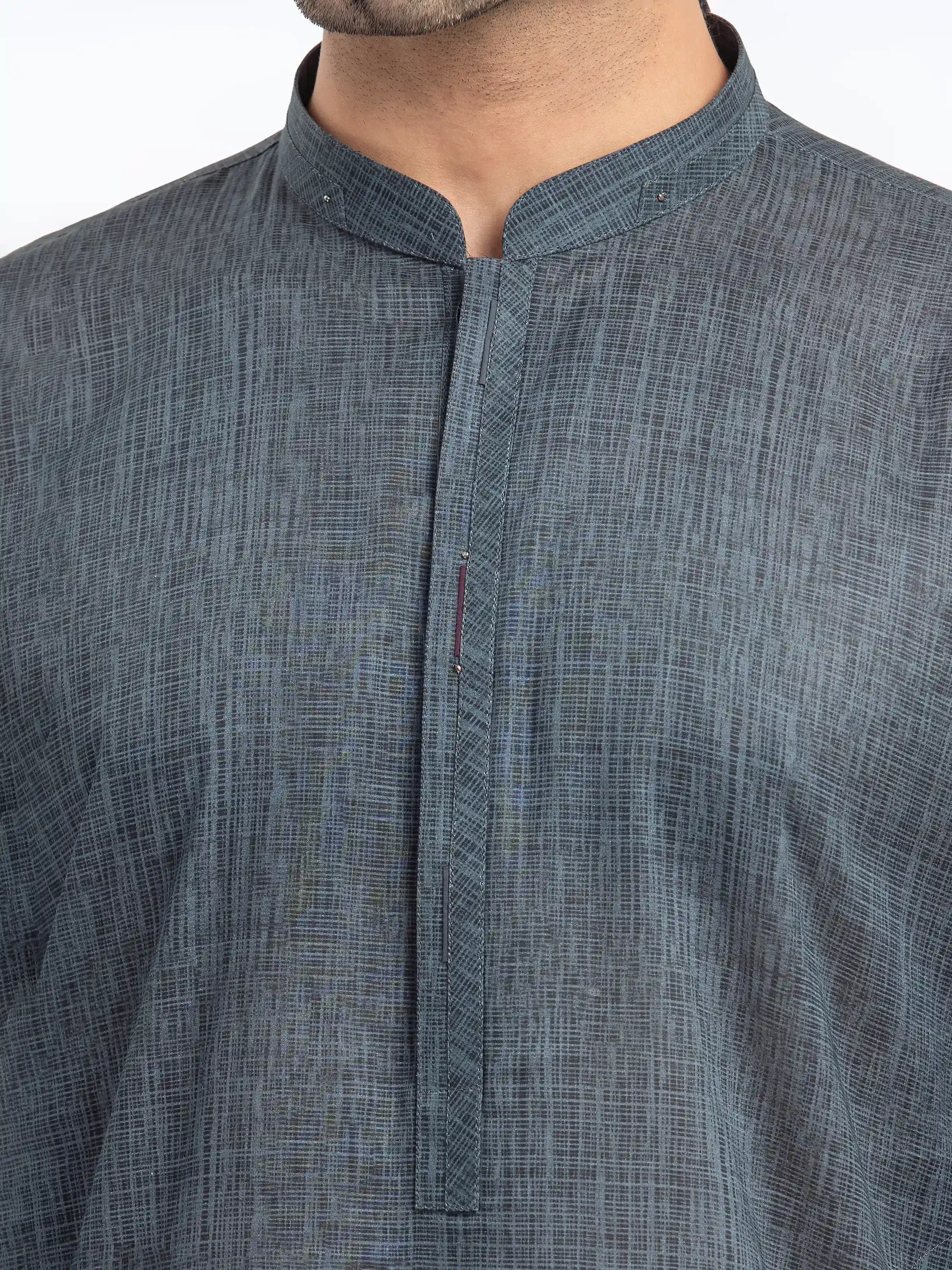 Men's Dark Grey Kurta - EMTK25-99504 - Image 3