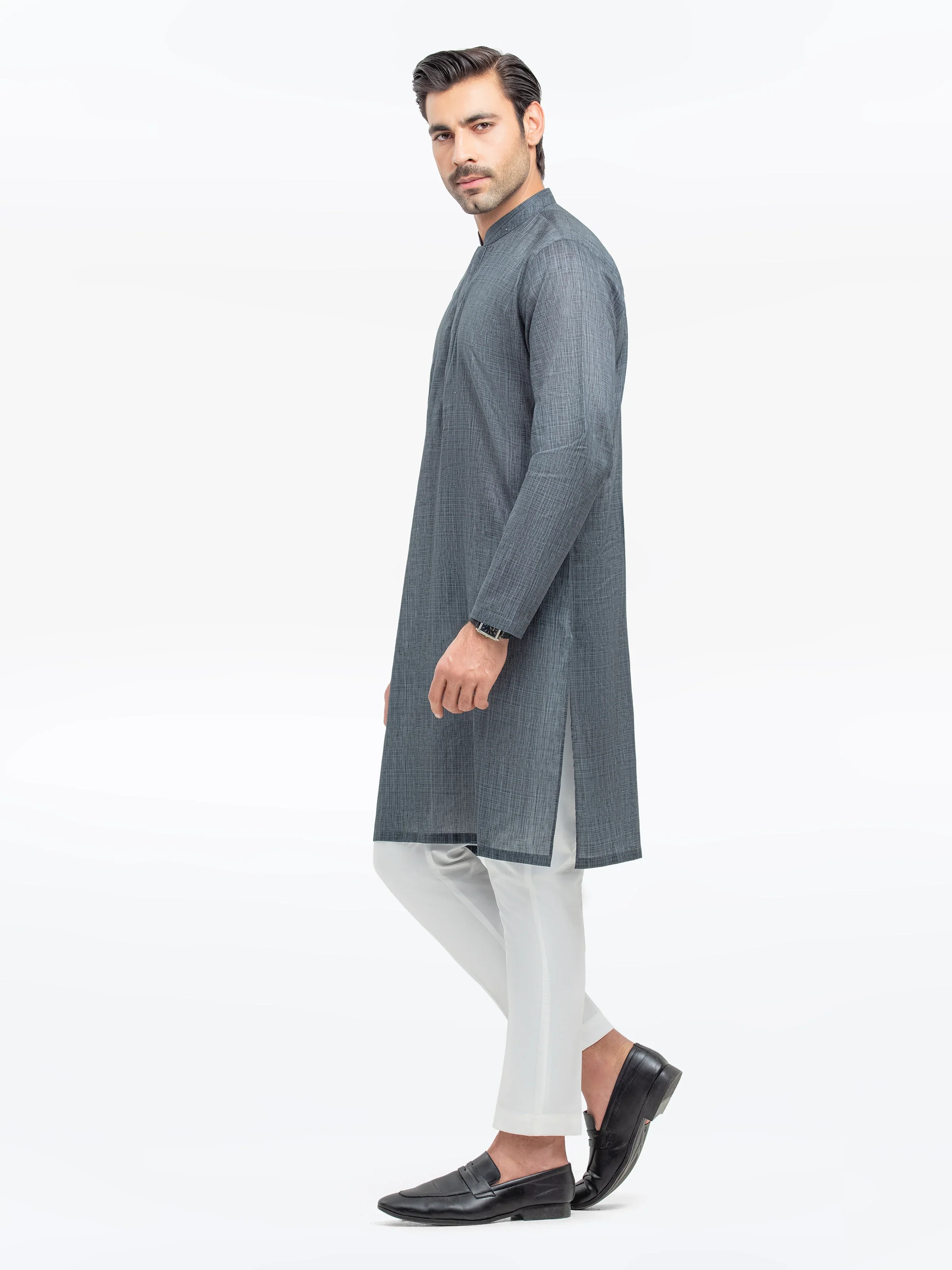 Men's Dark Grey Kurta - EMTK25-99504 - Image 4