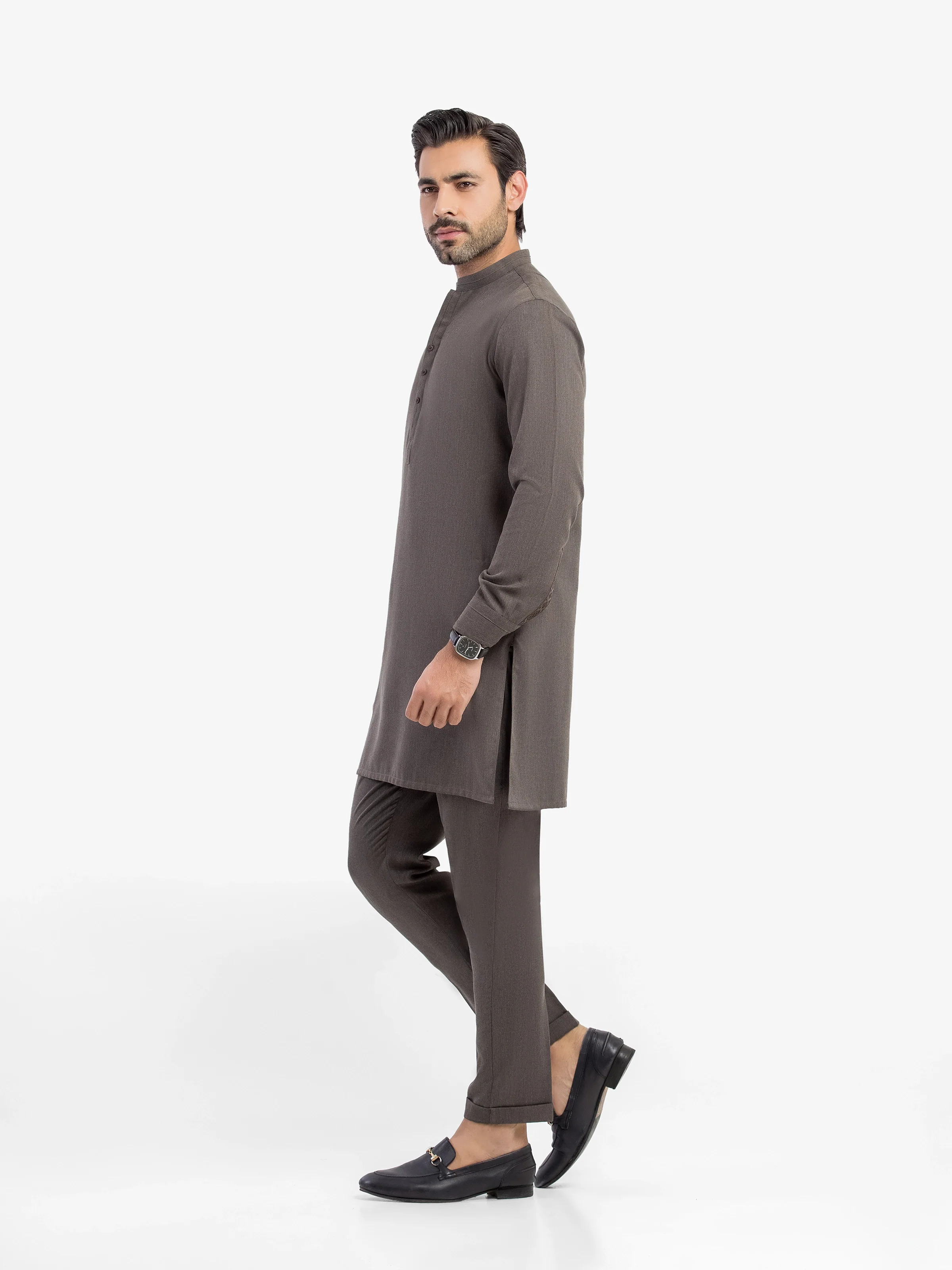 Men's Dark Grey Kurta Pajama - EMTKPT5-085 - Image 4
