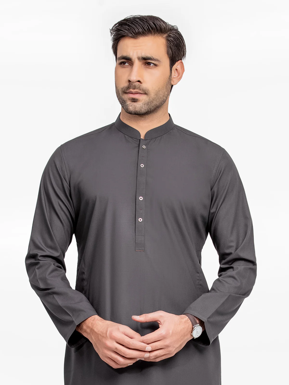 Men's Dark Grey Shalwar Kameez - EMTKS24-41087 - Image 2