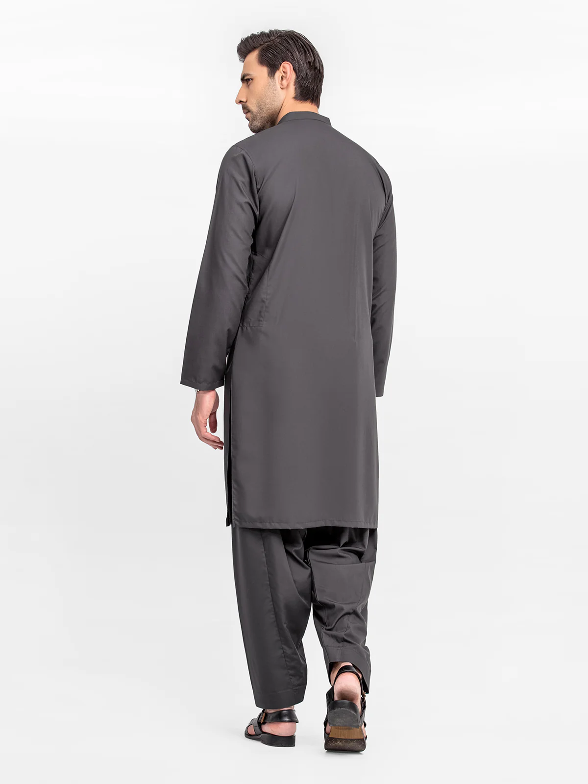 Men's Dark Grey Shalwar Kameez - EMTKS24-41087 - Image 5