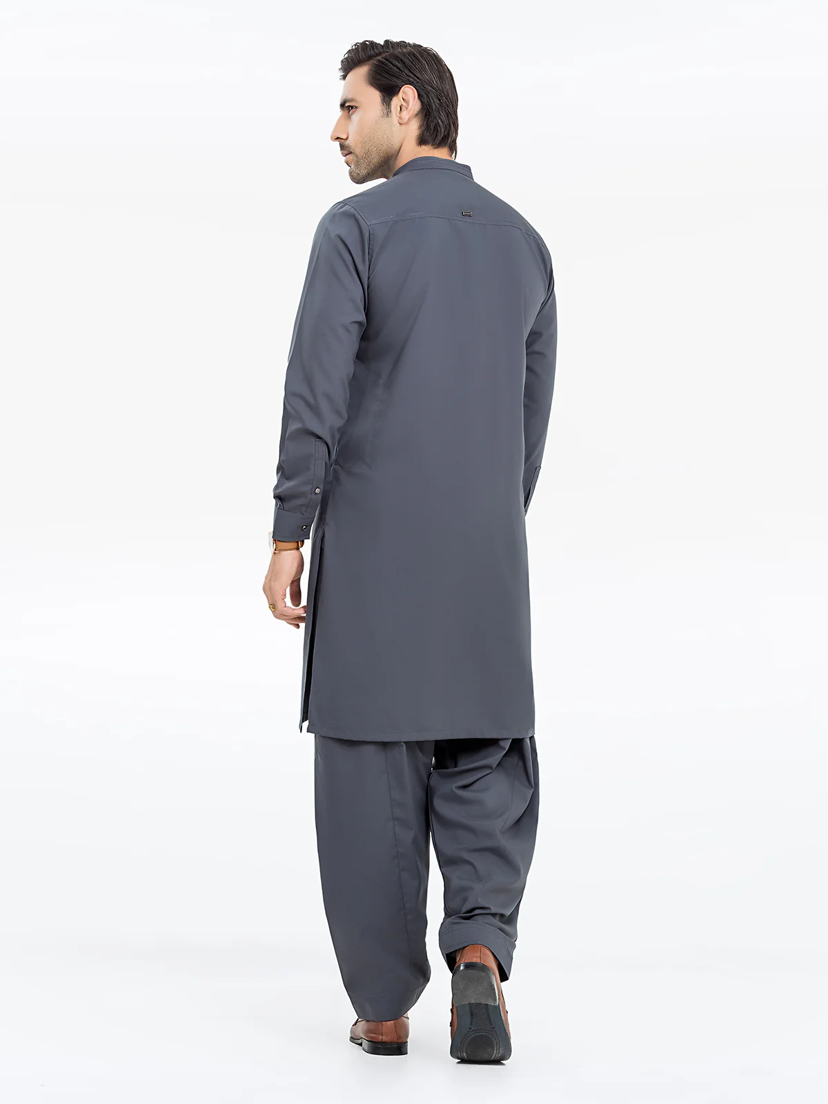 Men's Dark Grey Shalwar Kameez - EMTKS24-41110 - Image 6