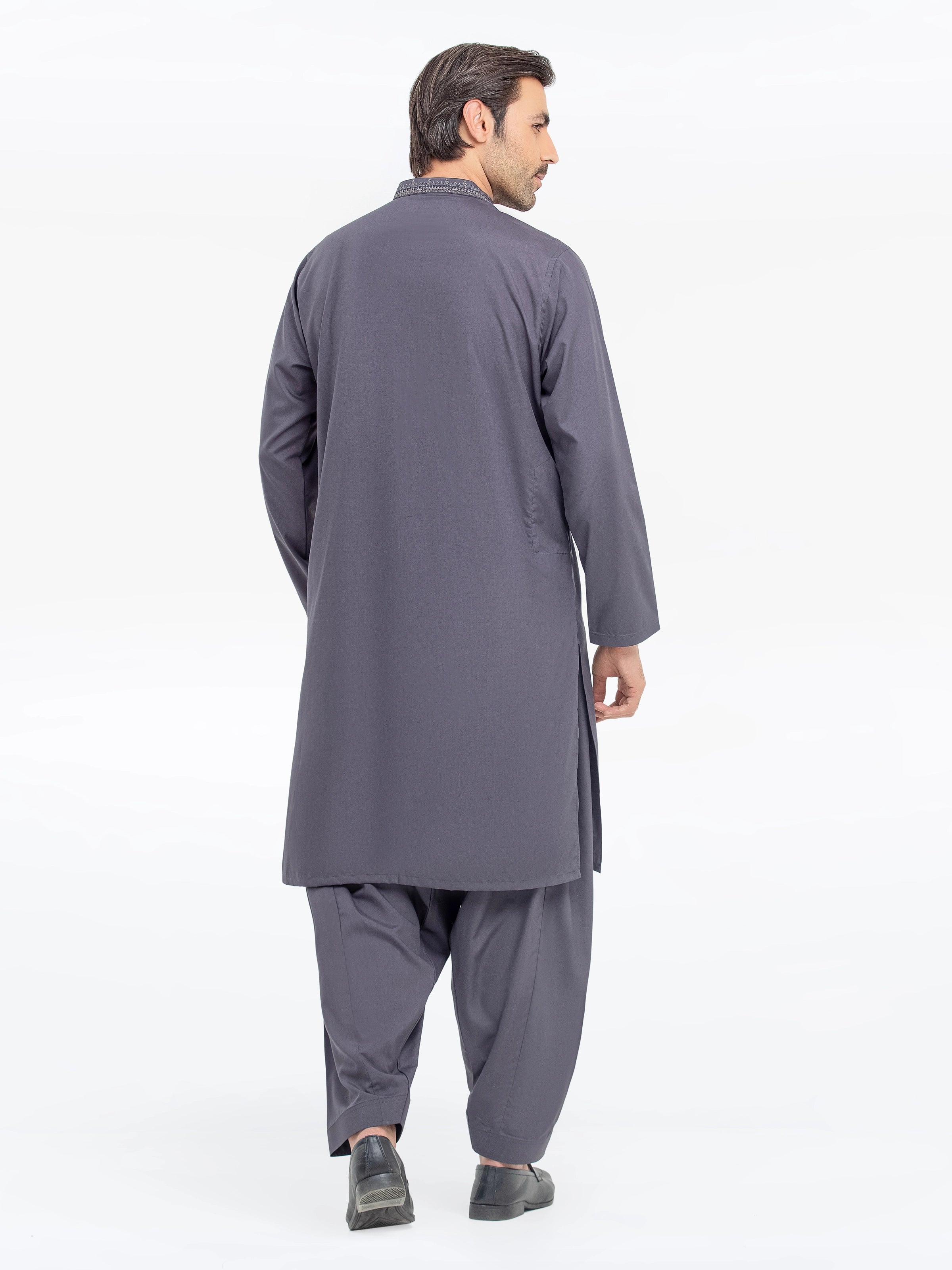 Men's Dark Grey Shalwar Kameez - EMTKS5-41156 - Image 5