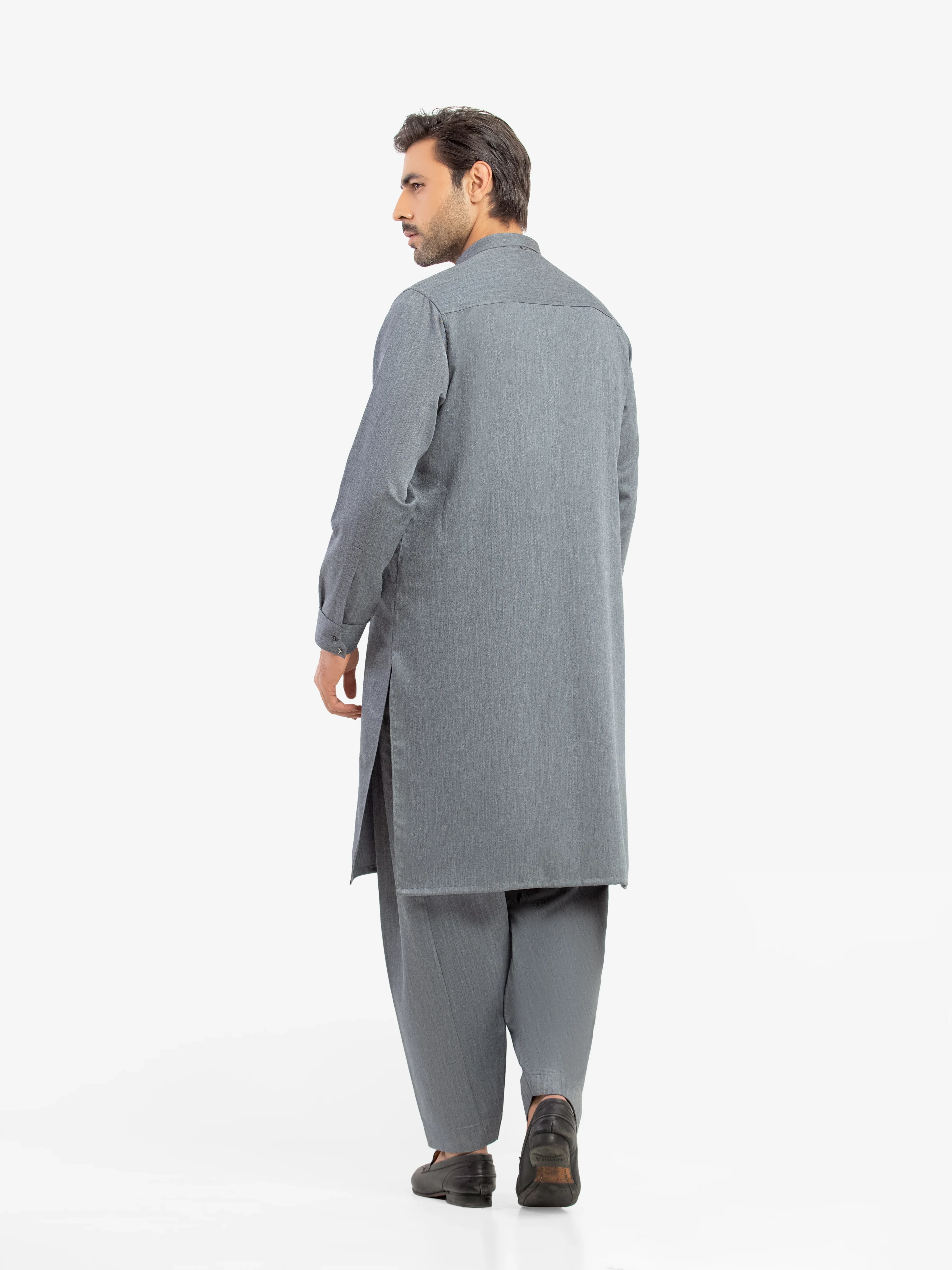 Men's Dark Grey Shalwar Kameez - EMTKS5-41207 - Image 5