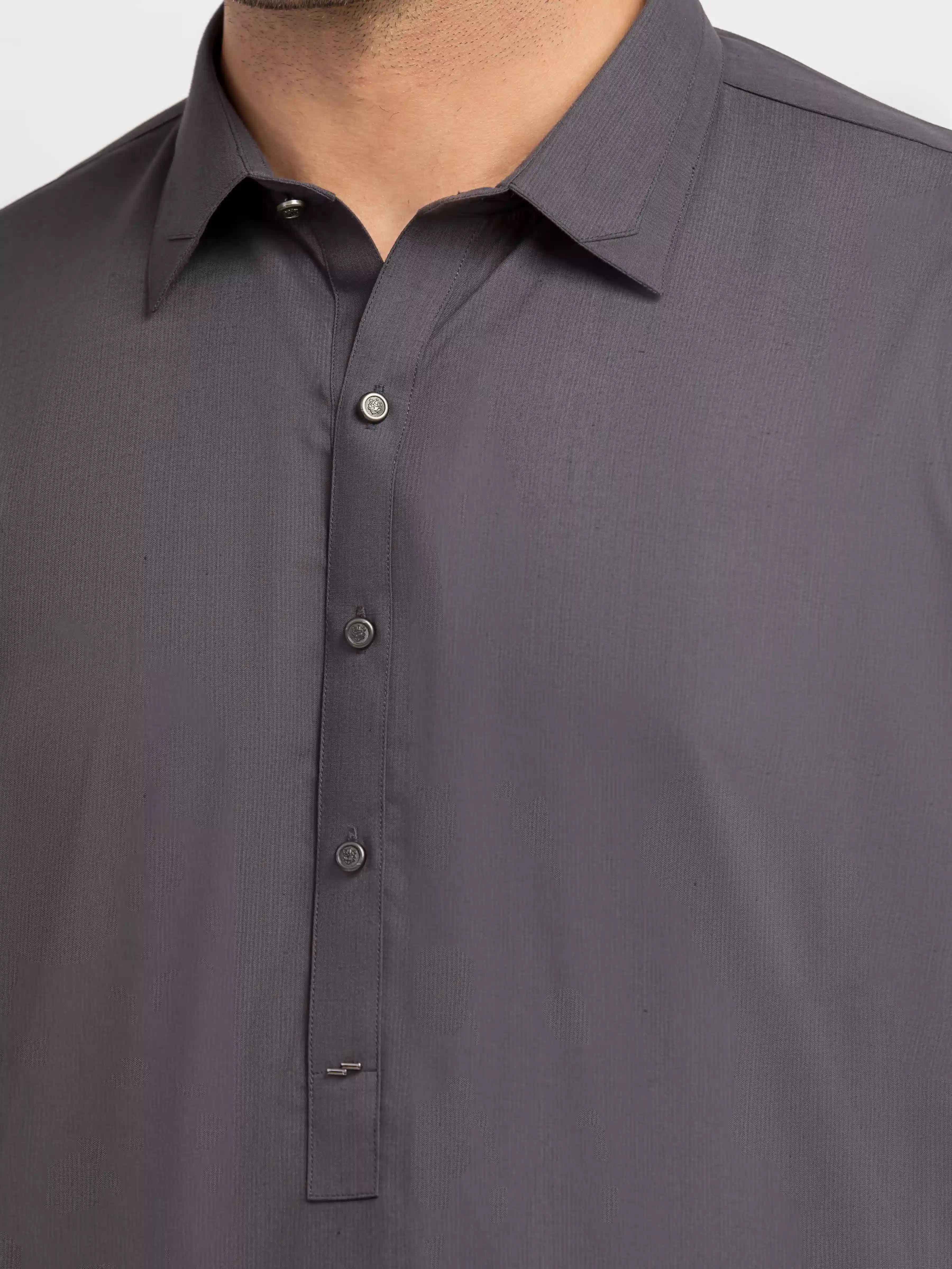 Men's Dark Grey Shalwar Kameez - EMTKS5-41228 - Image 3