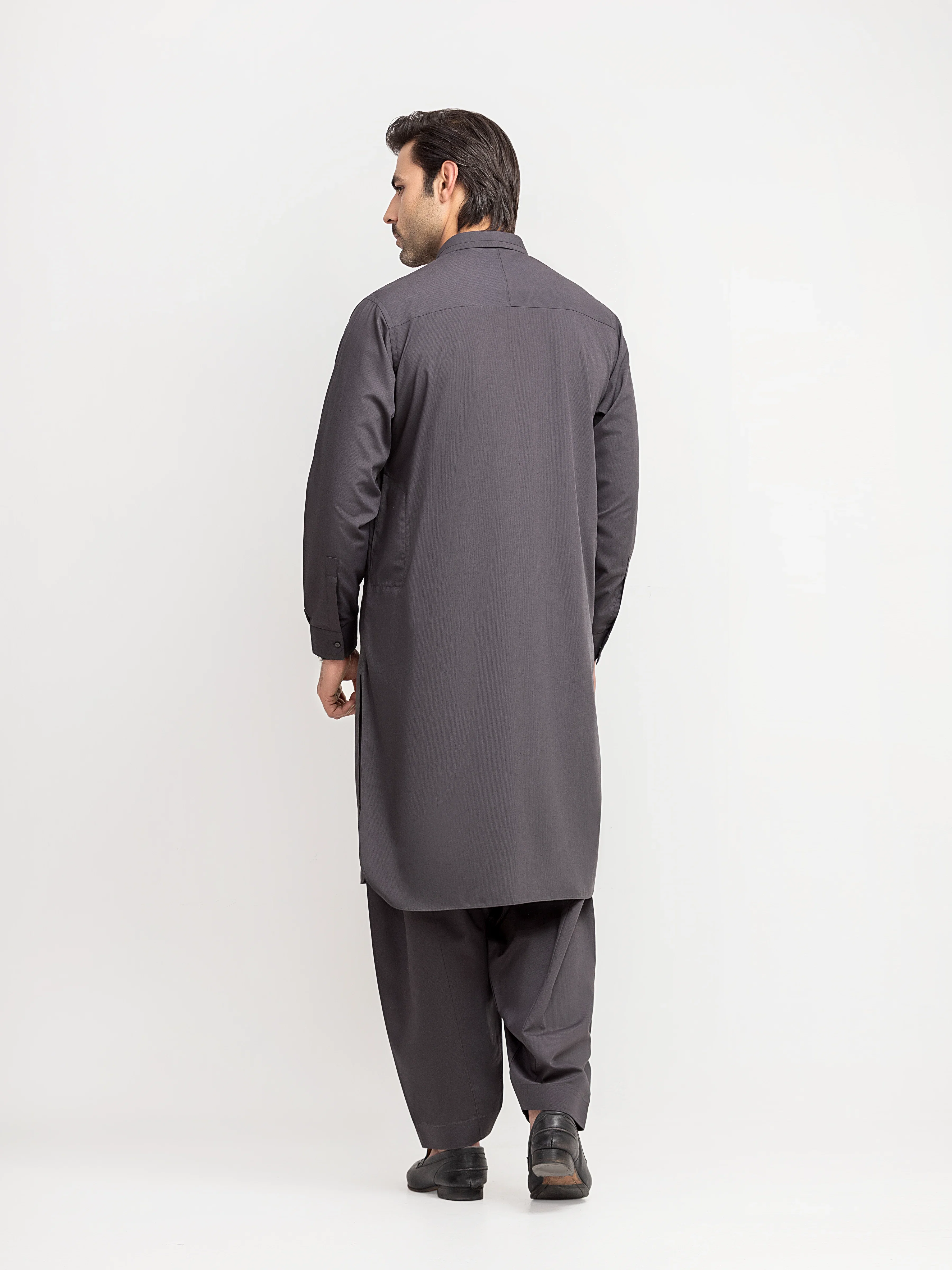 Men's Dark Grey Shalwar Kameez - EMTKS5-41228 - Image 5