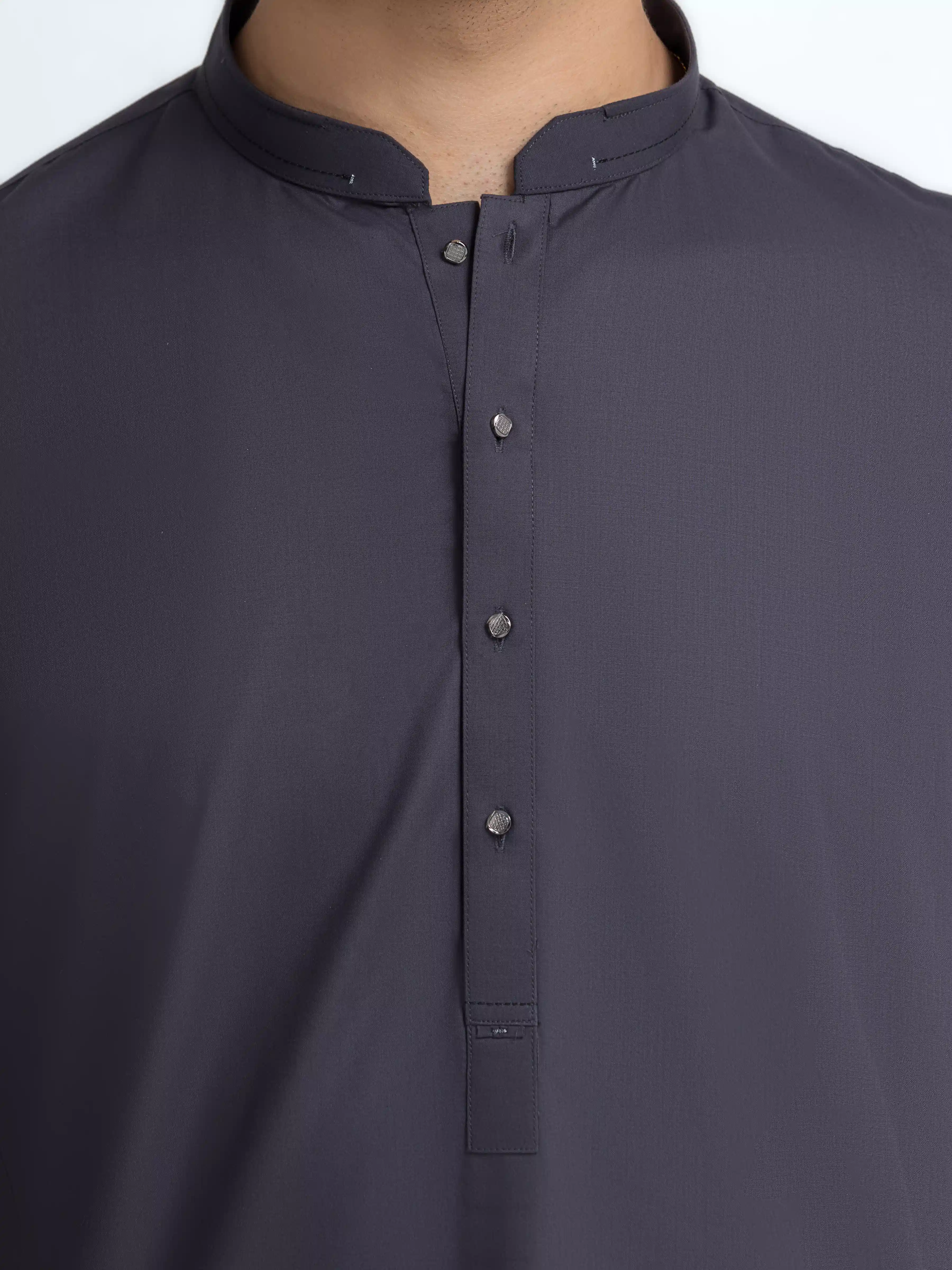 Men's Dark Grey Shalwar Kameez - EMTKS6-41235 - Image 3