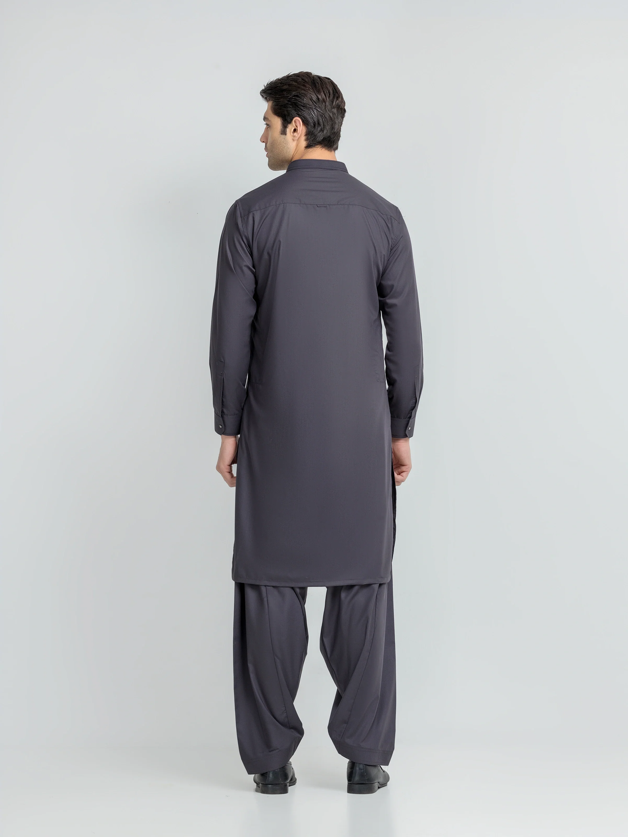 Men's Dark Grey Shalwar Kameez - EMTKS6-41235 - Image 5