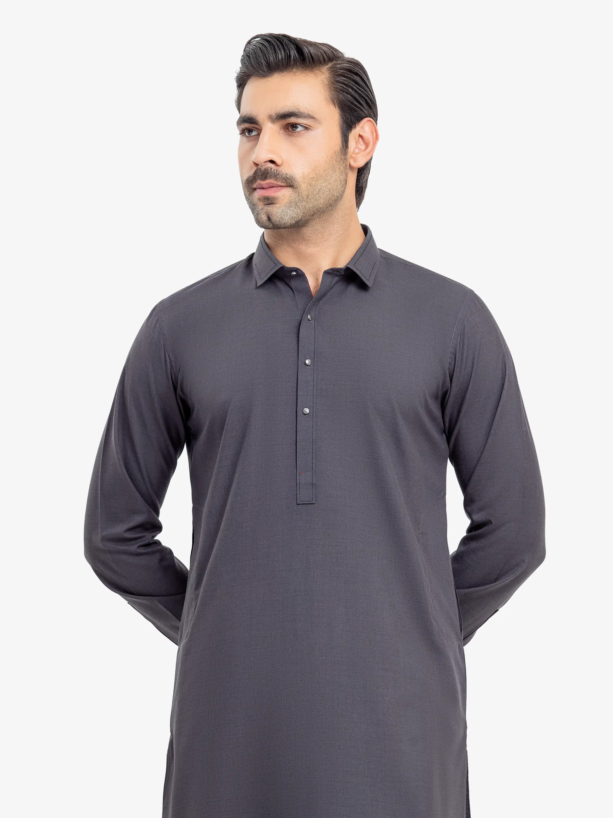 Men's Dark Grey Shalwar Kameez - EMTKST5-99520 - Image 2