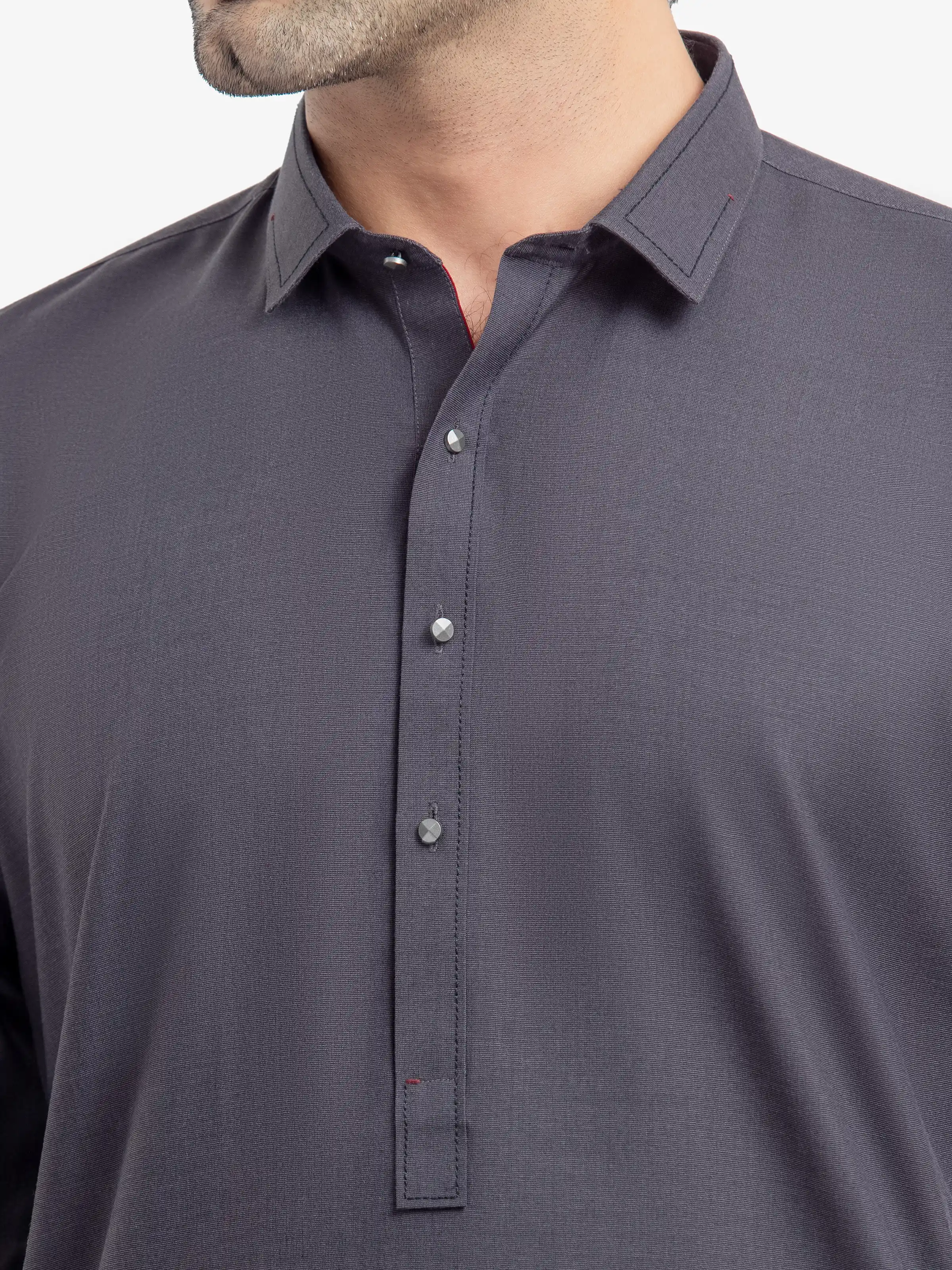 Men's Dark Grey Shalwar Kameez - EMTKST5-99520 - Image 3