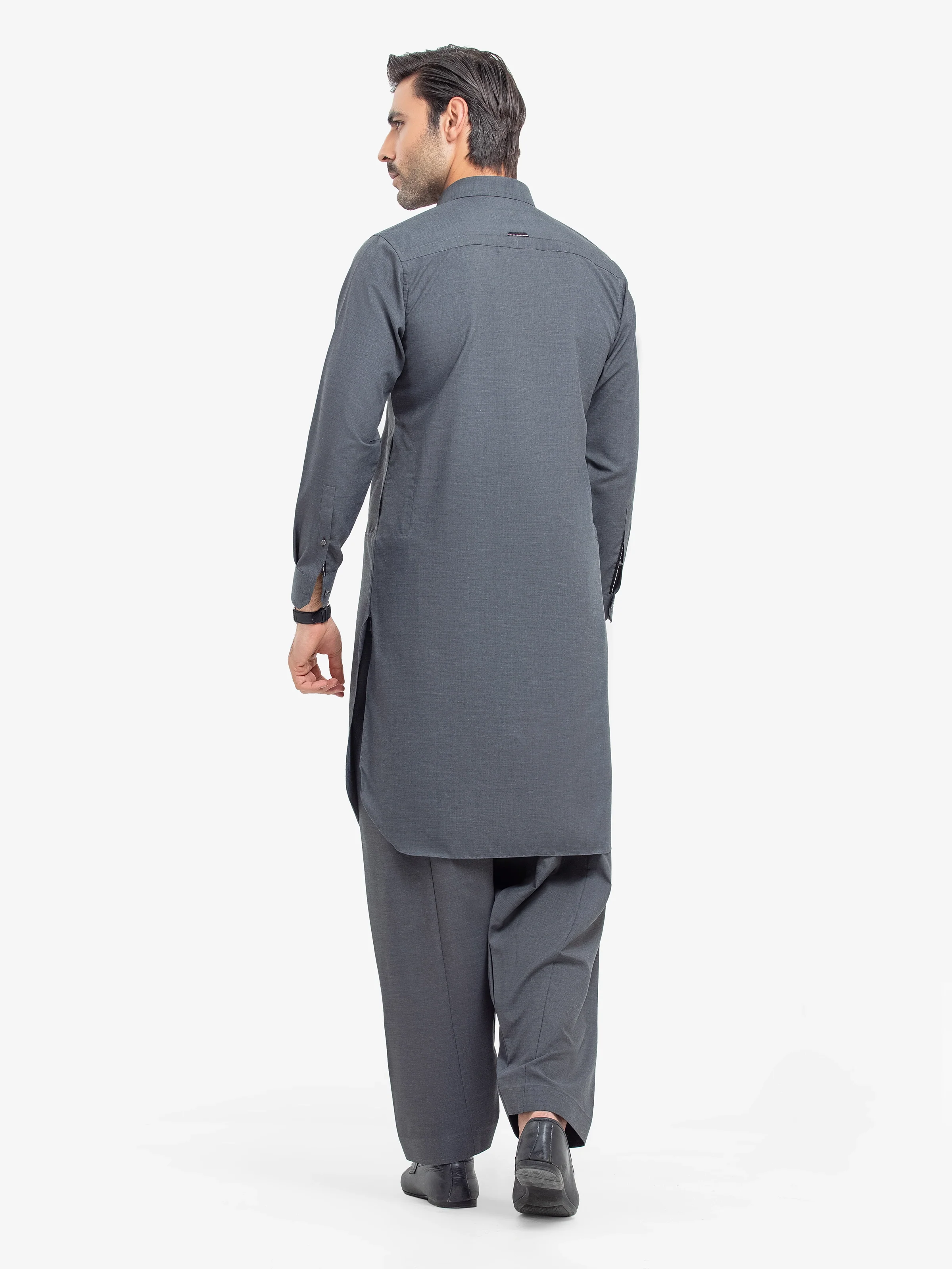 Men's Dark Grey Shalwar Kameez - EMTKST5-99522 - Image 5