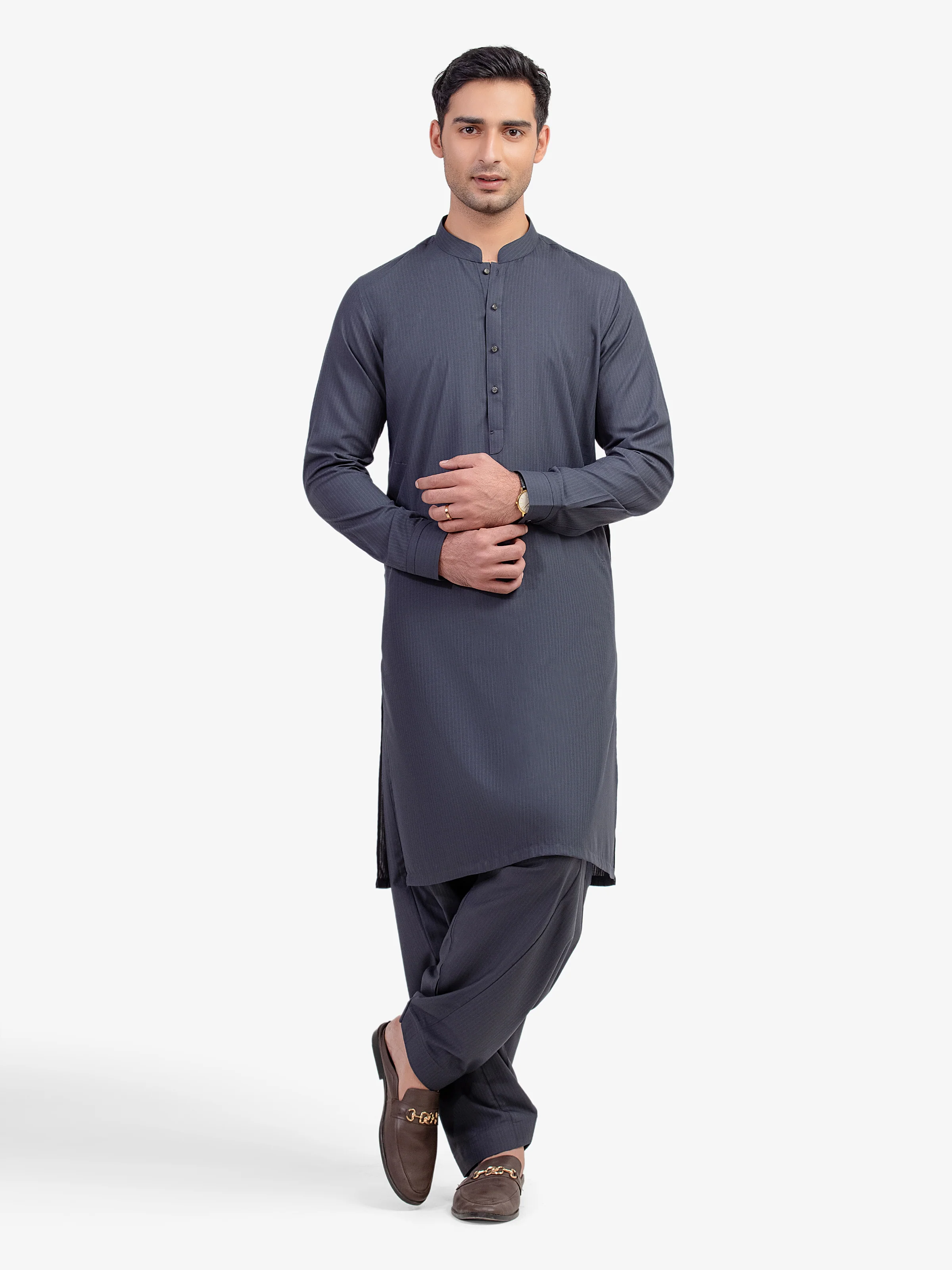 Men's Dark Grey Shalwar Kameez - EMTKST5-99589