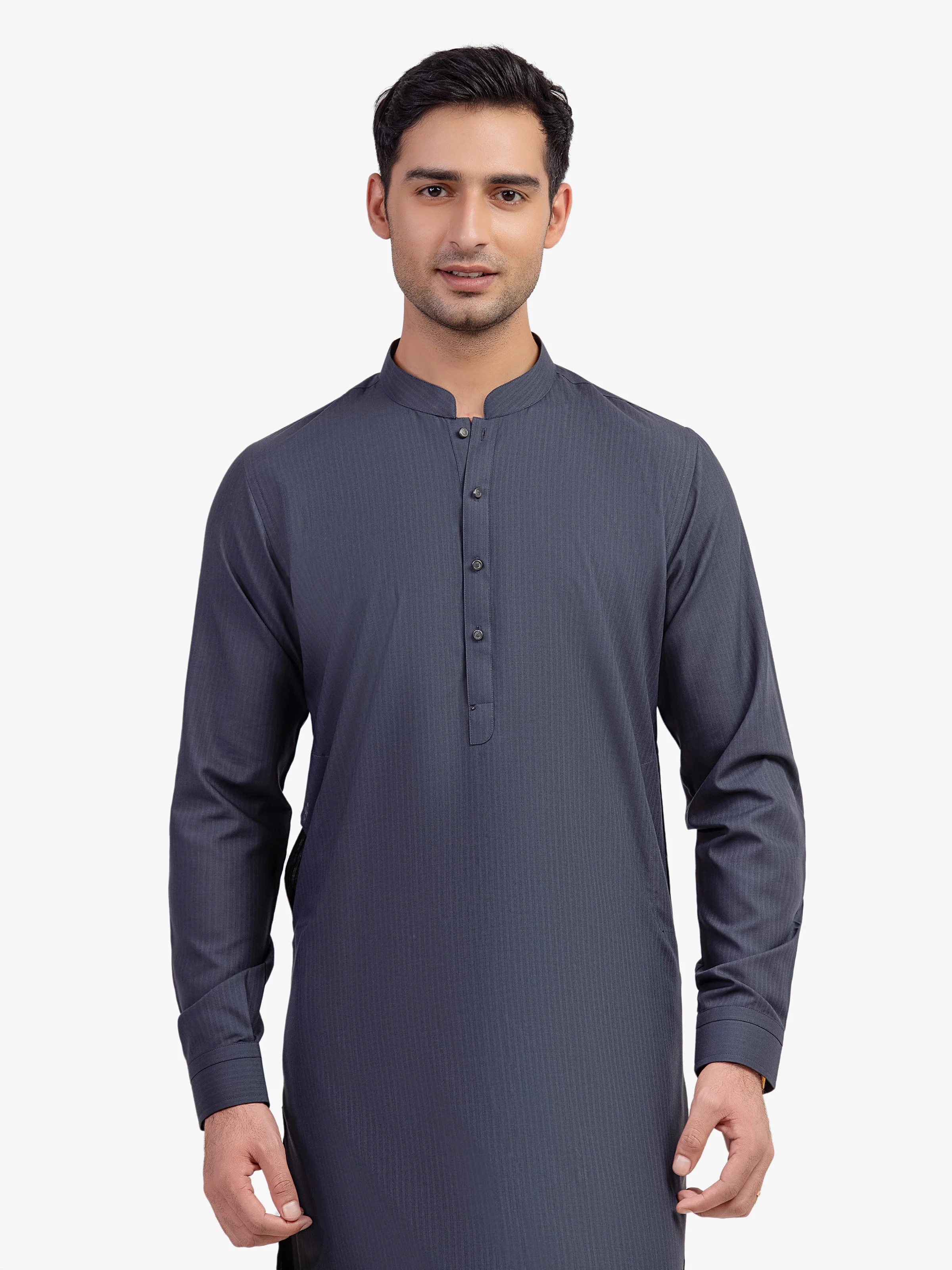 Men's Dark Grey Shalwar Kameez - EMTKST5-99589 - Image 2