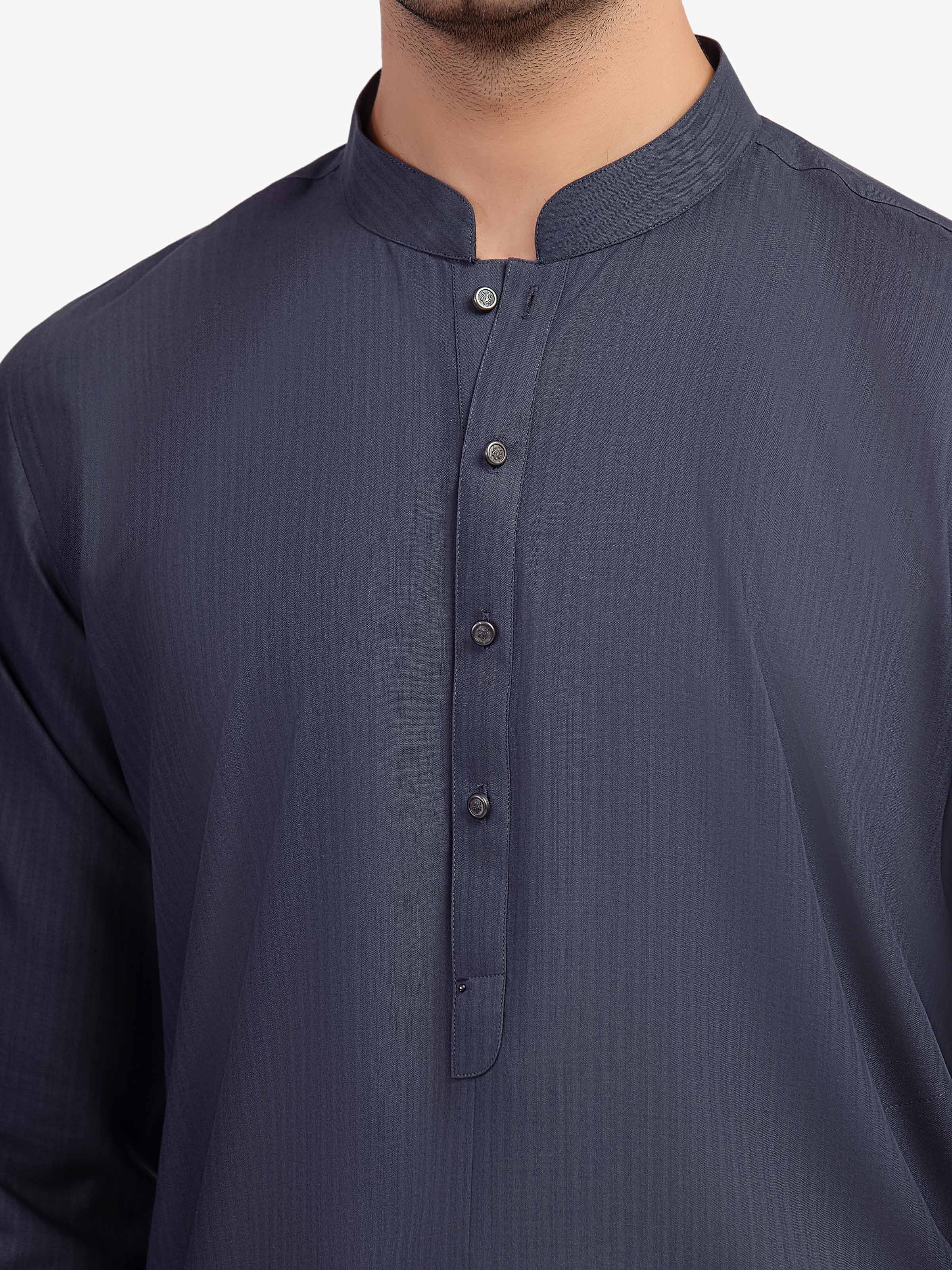 Men's Dark Grey Shalwar Kameez - EMTKST5-99589 - Image 3