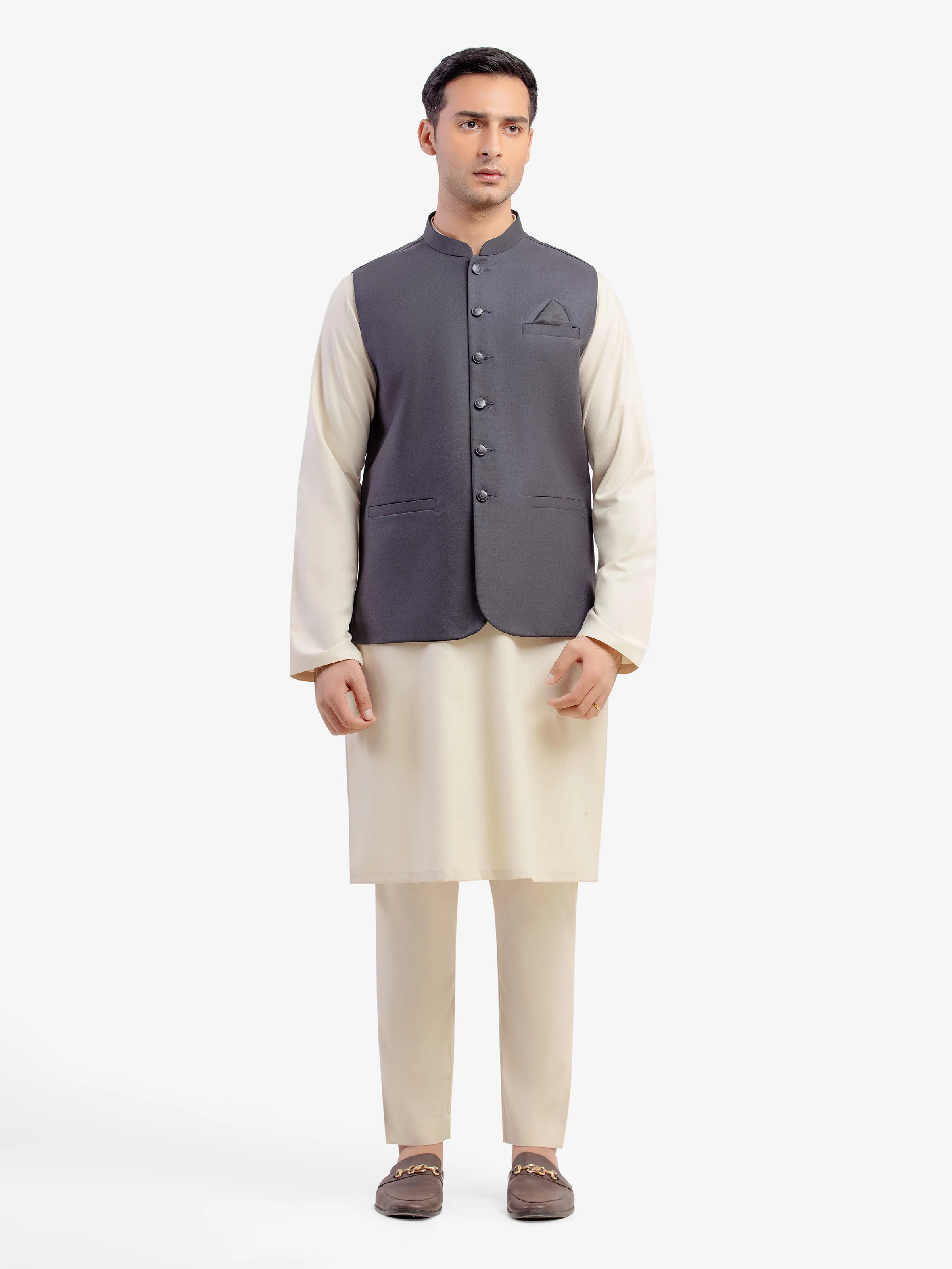 Men's Dark Grey Waist Coat - EMTWCP5-35970 - Image 2
