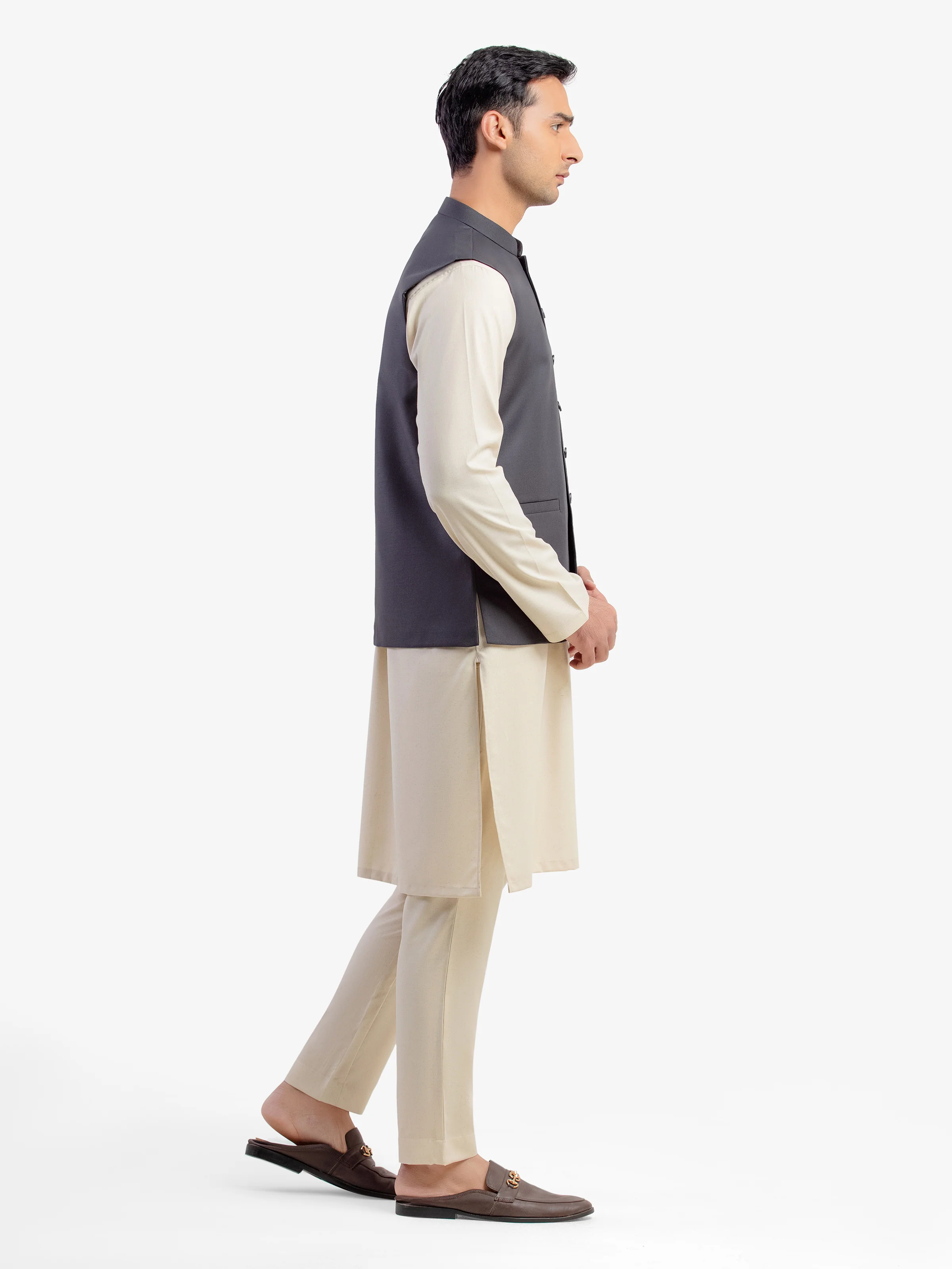 Men's Dark Grey Waist Coat - EMTWCP5-35970 - Image 4