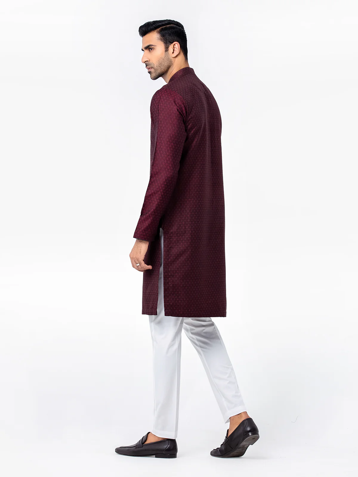 Men's Dark Maroon Kurta - EMTKC23-114 - Image 3