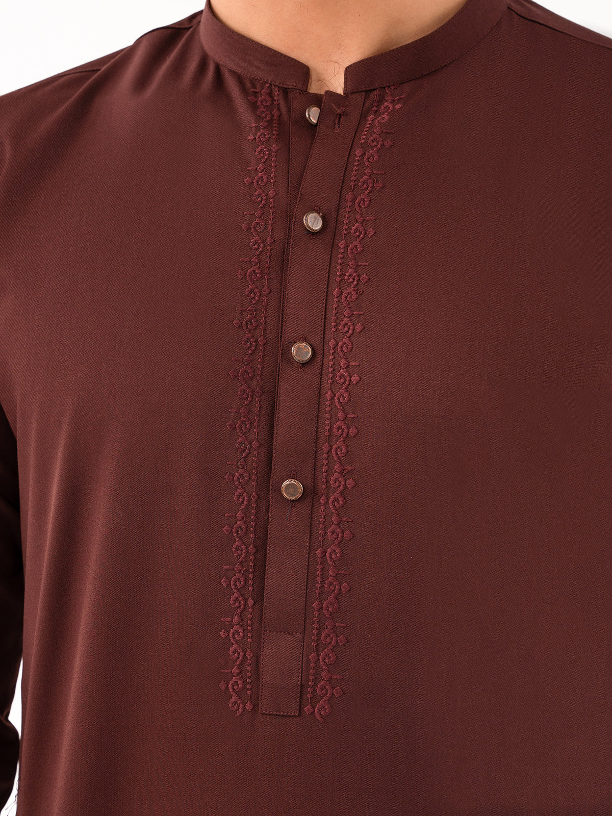 Men's Dark Maroon Shalwar Kameez - EMTKS23W-41064 - Image 4