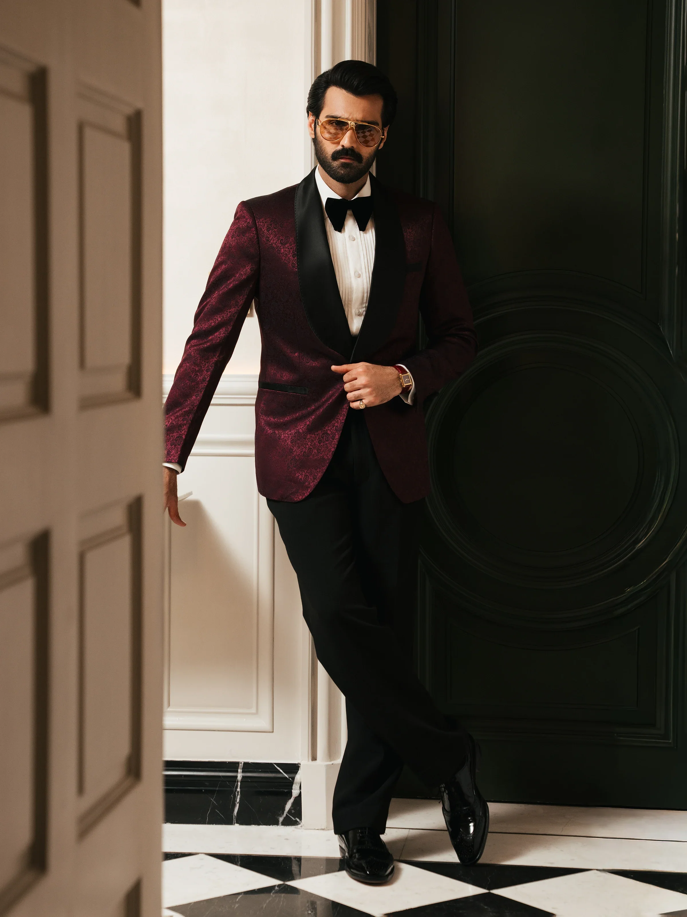 Rounded Shawl Collar Tuxedo Suit - ECMTCPT5-1005 - Image 5