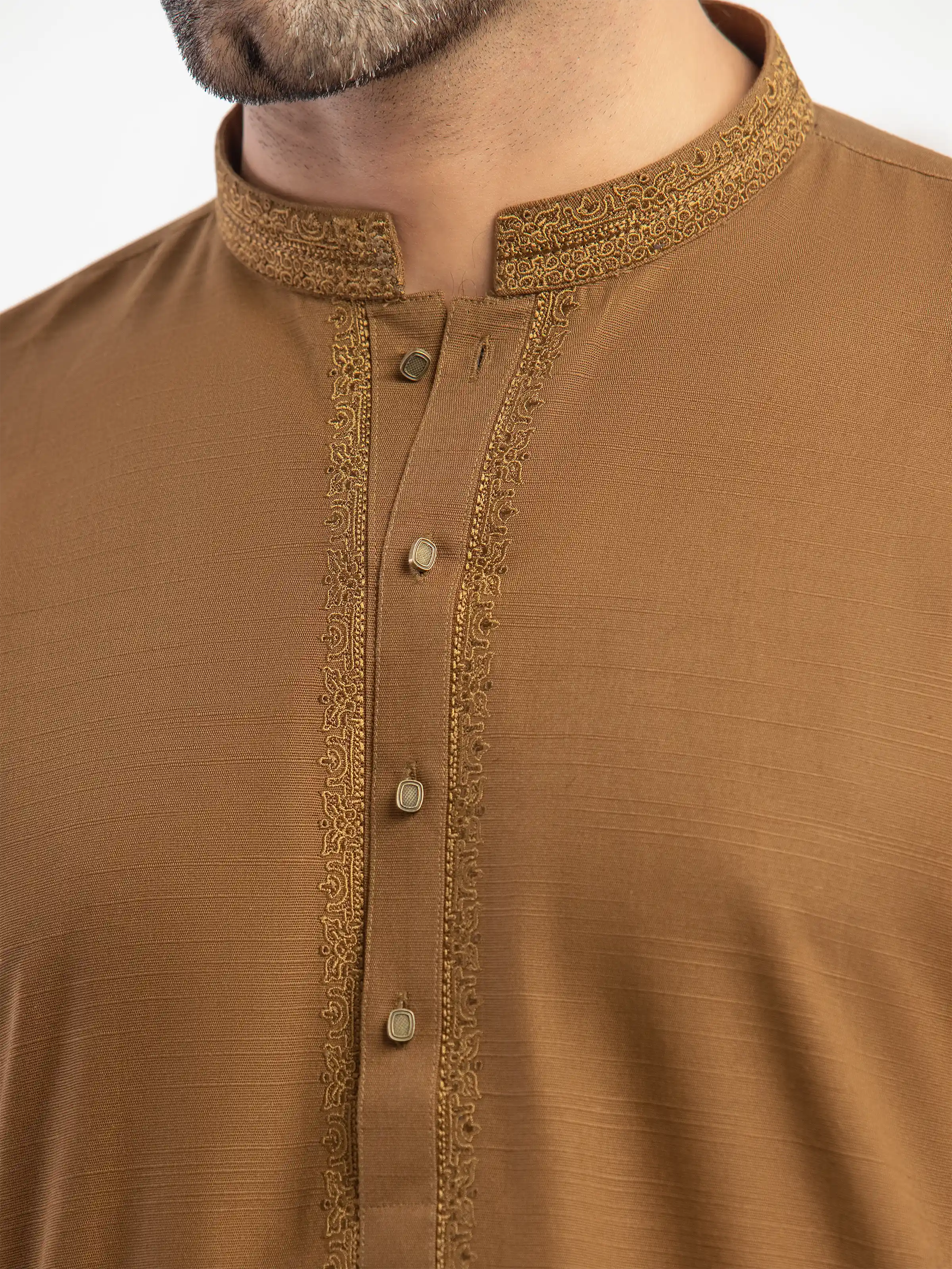 Men's Dark Mustard Kurta Pajama - EMTKPT5-089 - Image 2