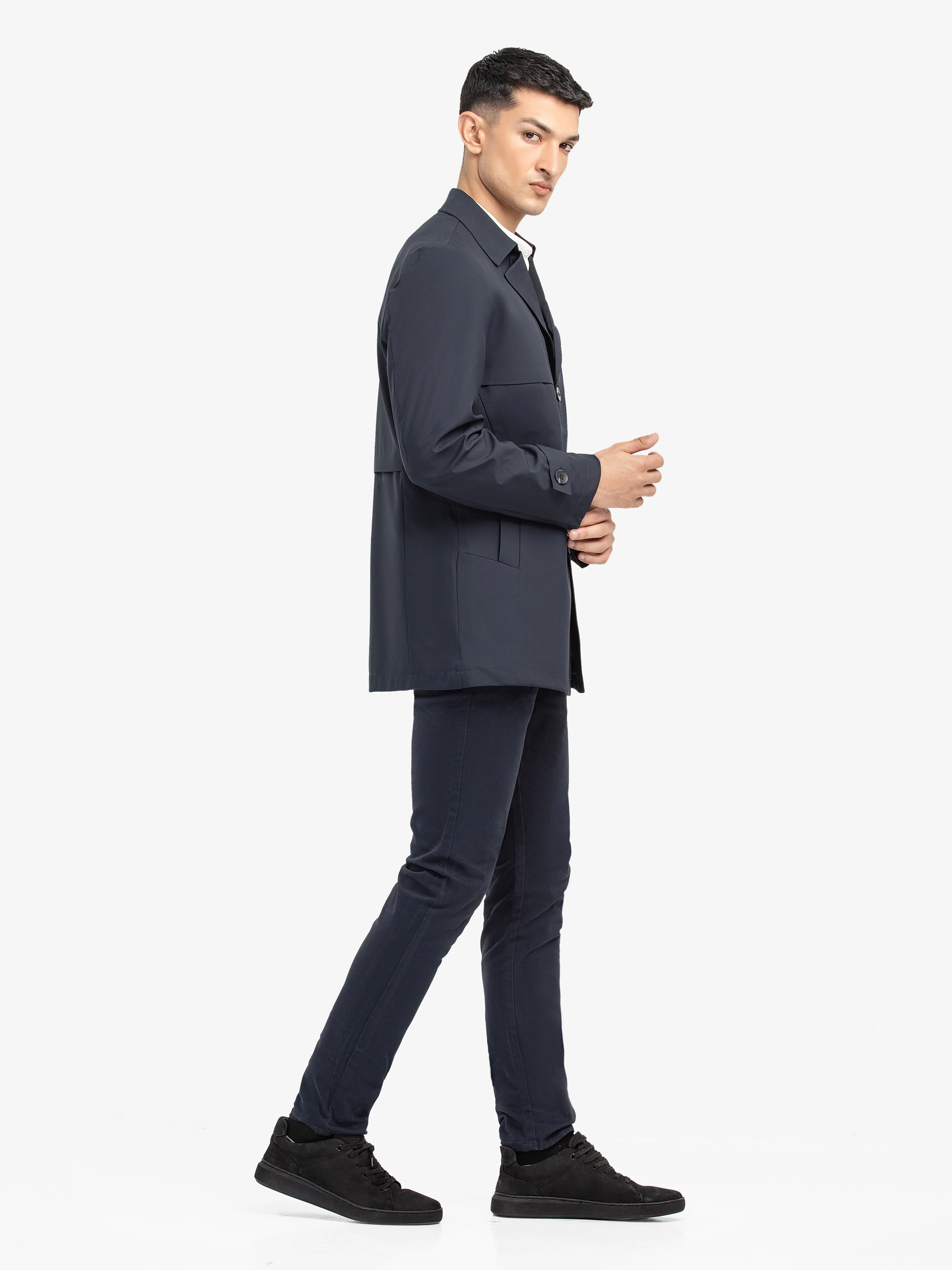 Men's Dark Navy Long Coat - EMTC24-005 - Image 4