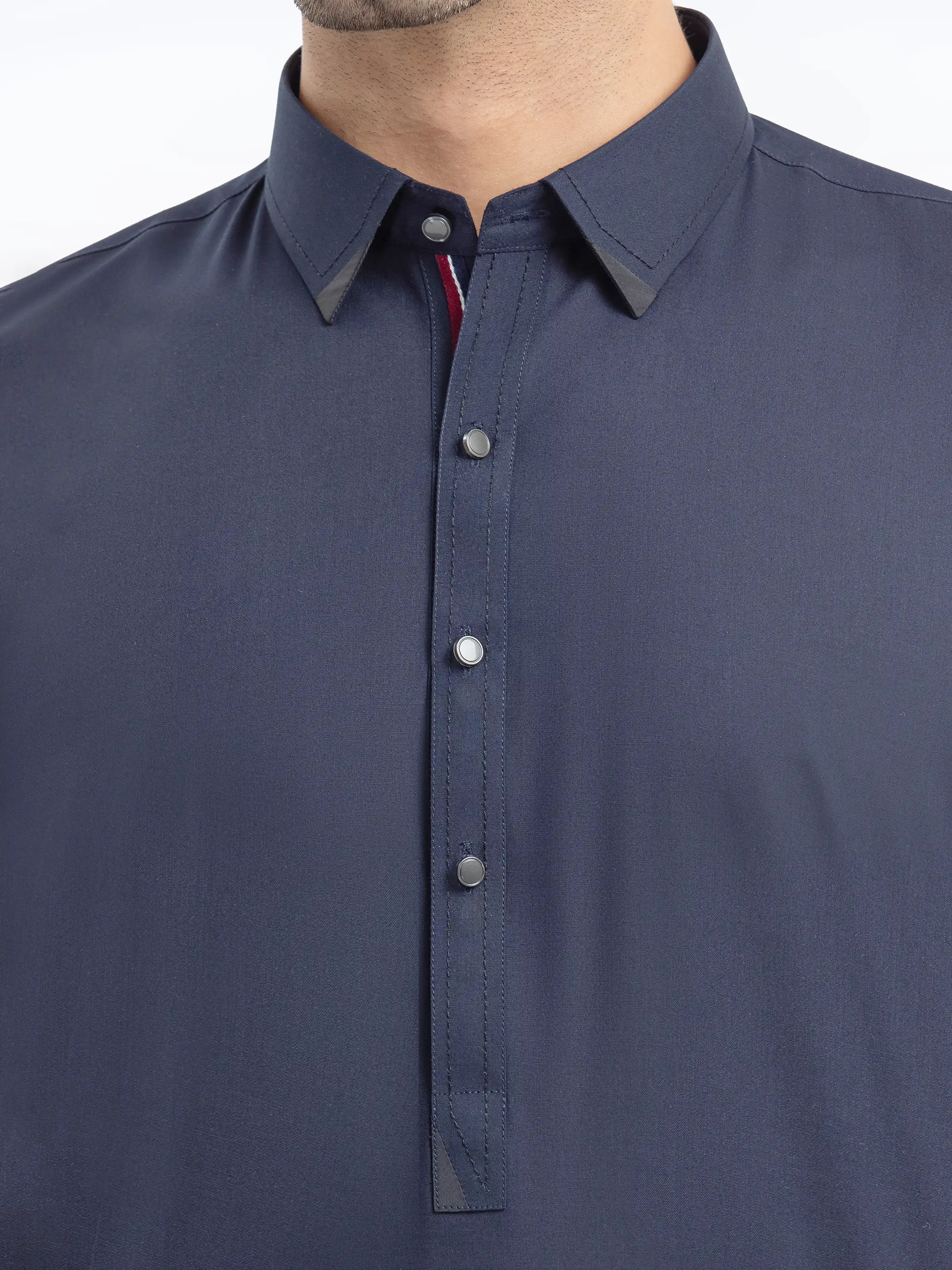 Men's Dark Navy Shalwar Kameez - EMTKST5-99533 - Image 3