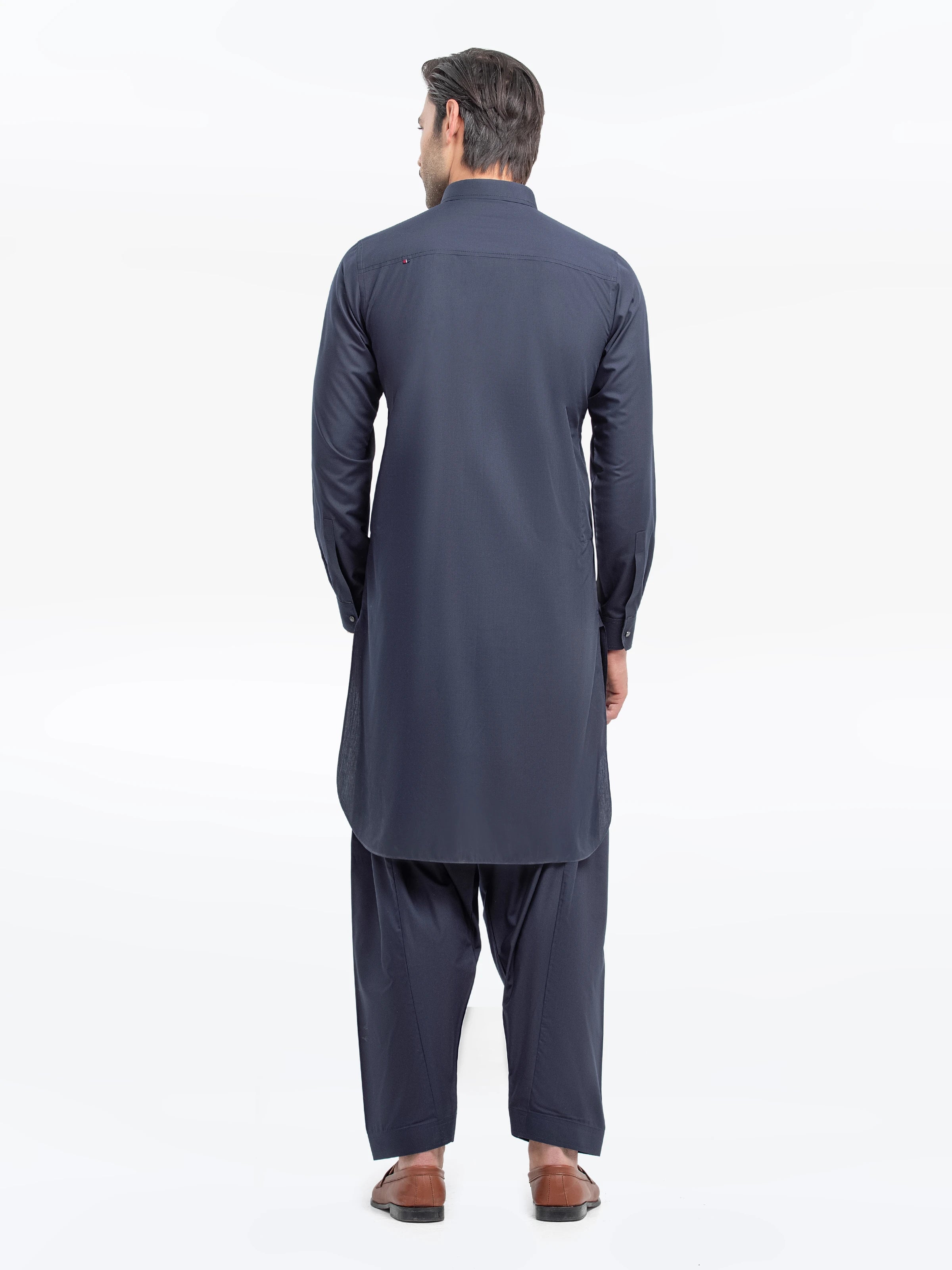 Men's Dark Navy Shalwar Kameez - EMTKST5-99533 - Image 5